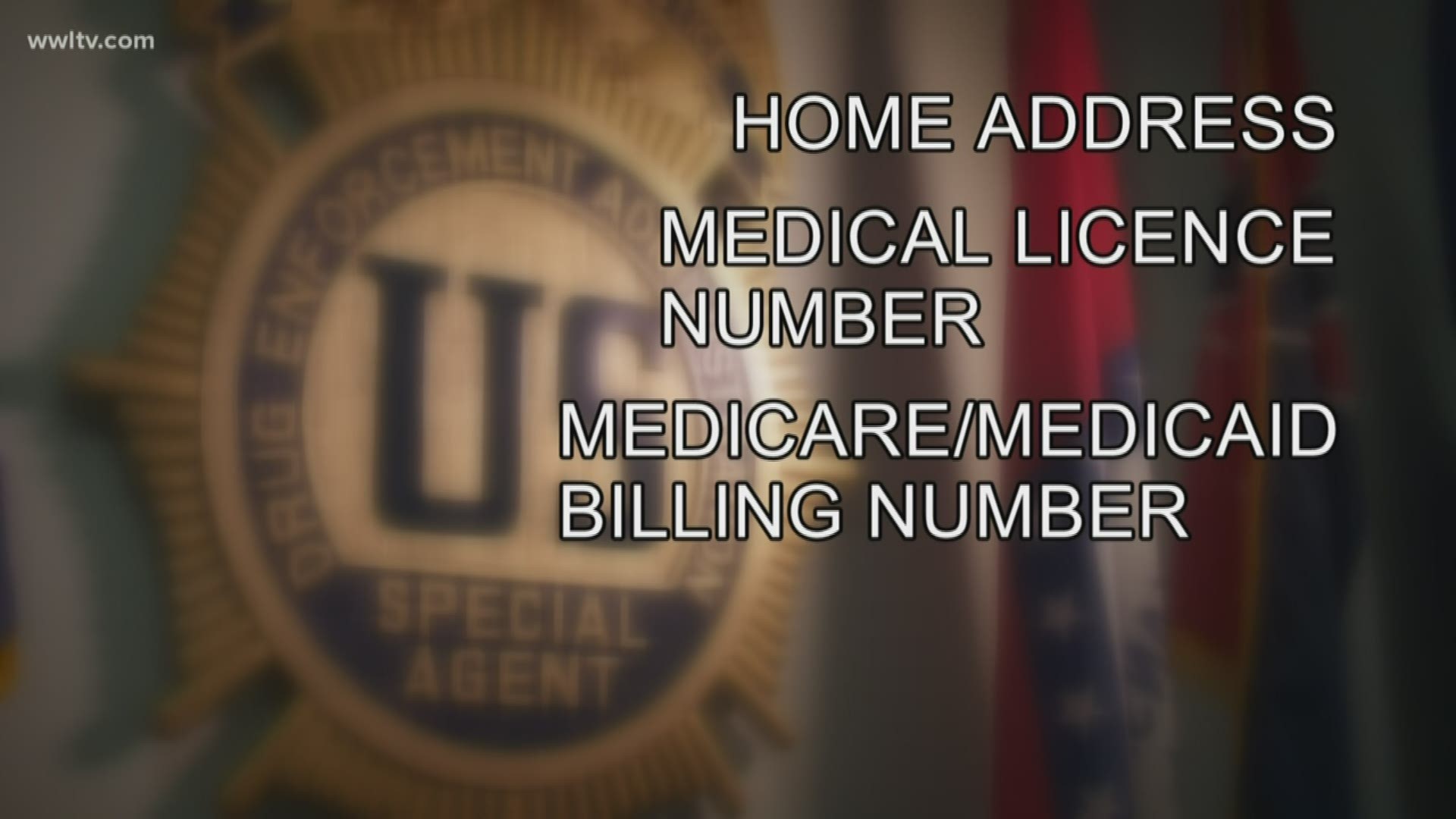 The "agent" had his home address, his medical license number and Medicare/Medicaid billing number