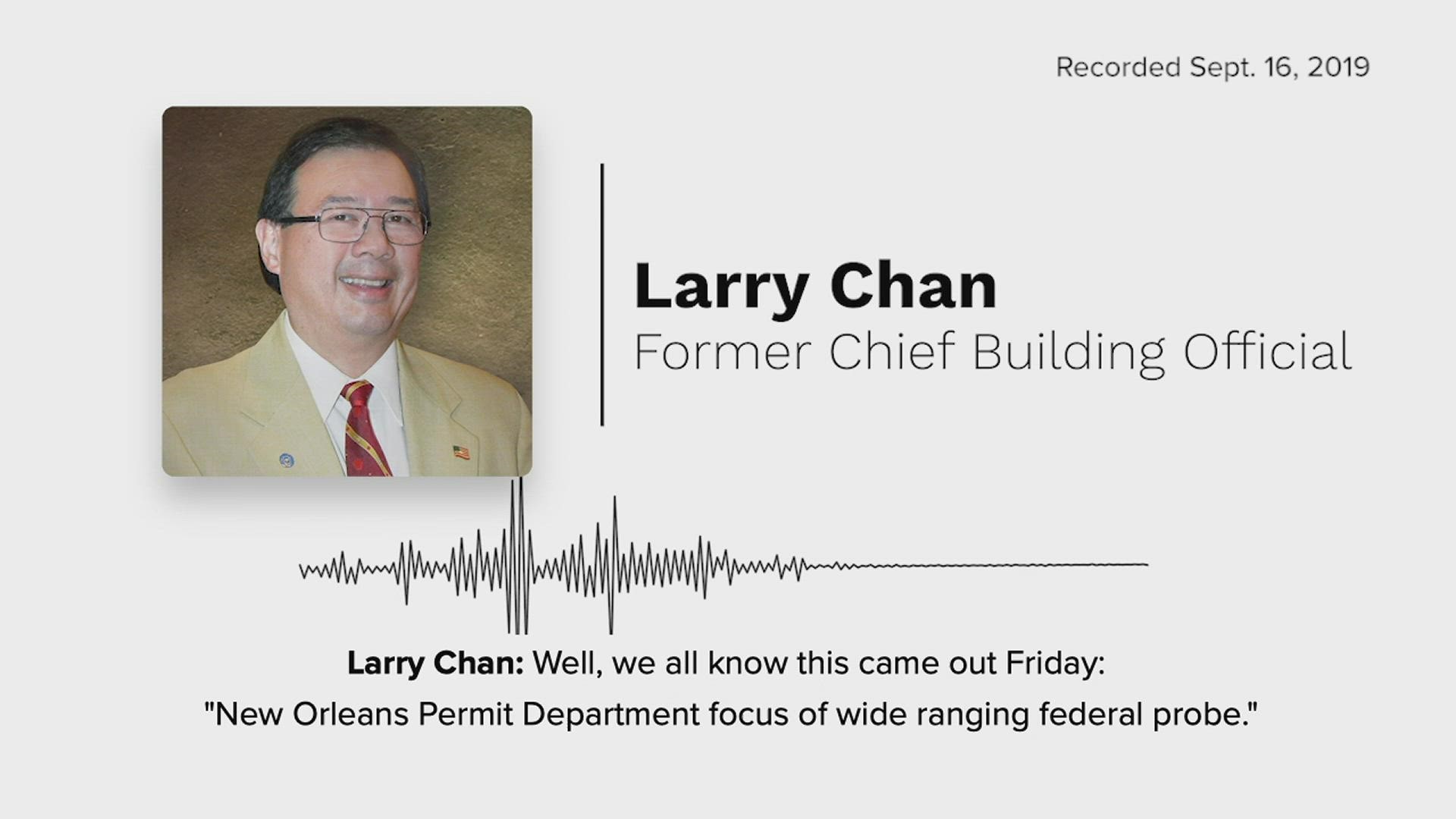 Listen to excerpts from the meeting called by then-chief building official Larry Chan, who begins the meeting by talking about a WWL-TV story.