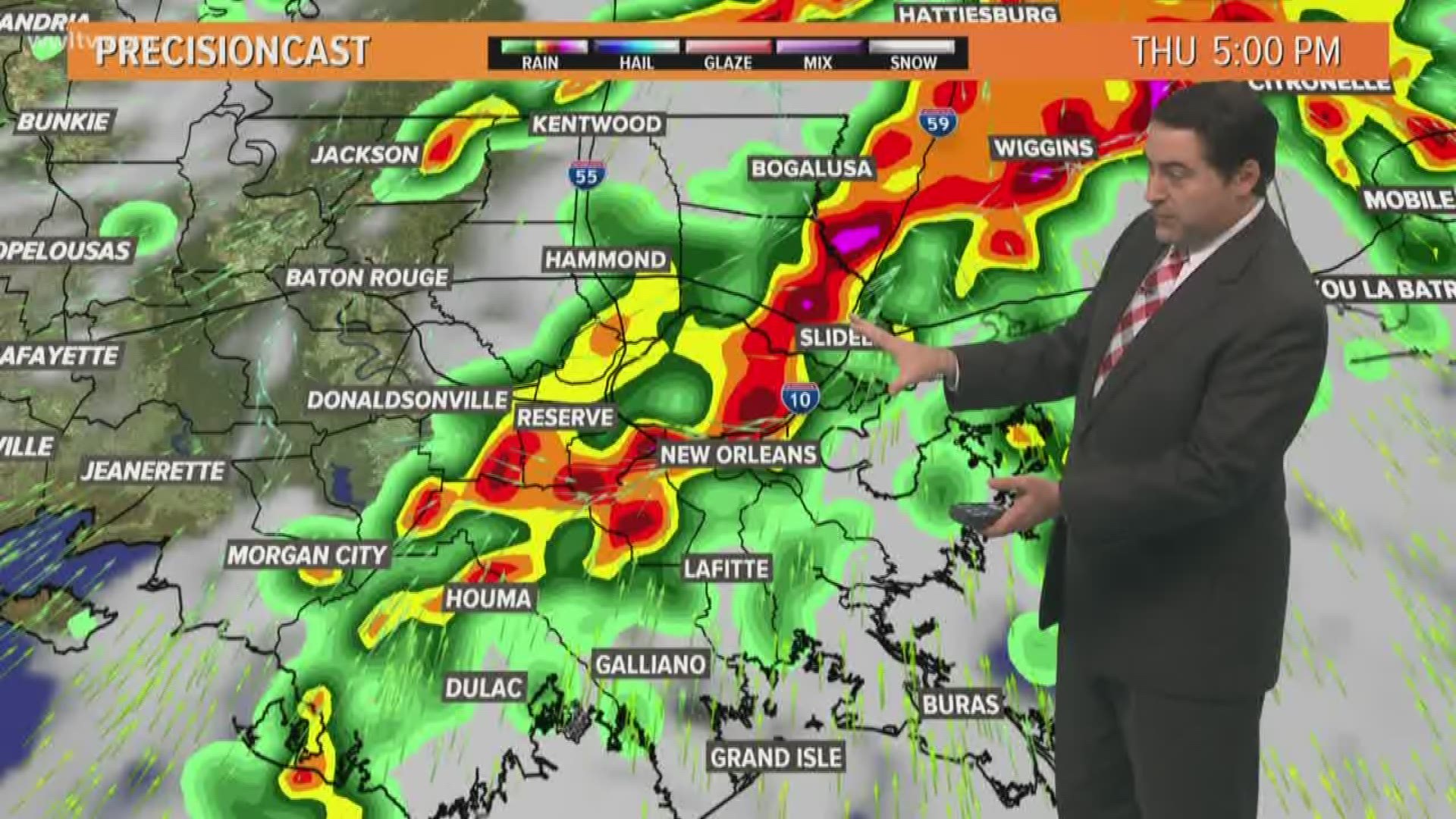Meteorologist Dave Nussbaum says it will be mostly cloudy, warm and humid today across the New Orleans area. Then strong to possibly severe storms with heavy rain arrive on Thursday.