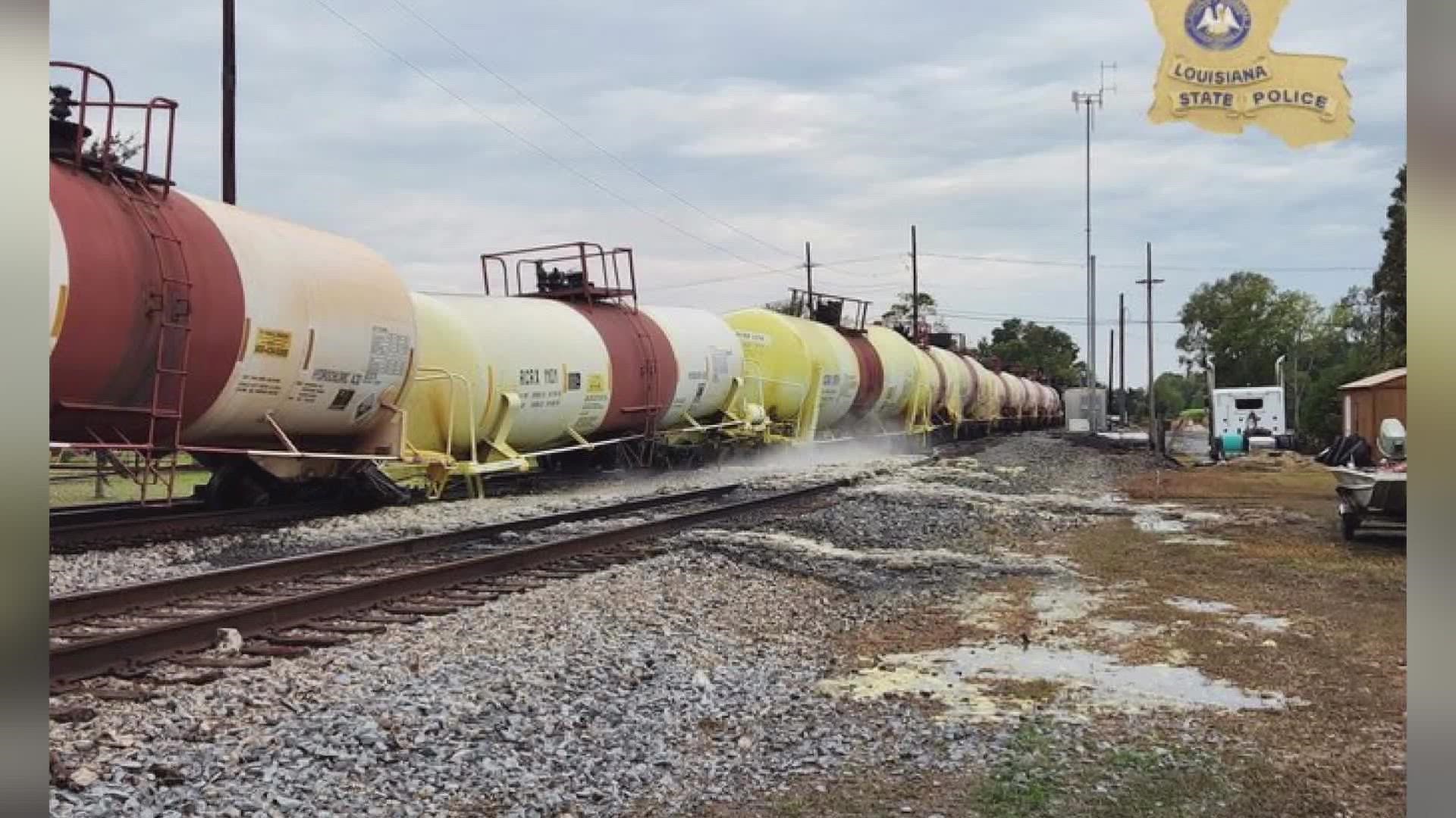 A train derailment caused a chemical spill in St. James Parish, forcing evacuations in the Pauline area