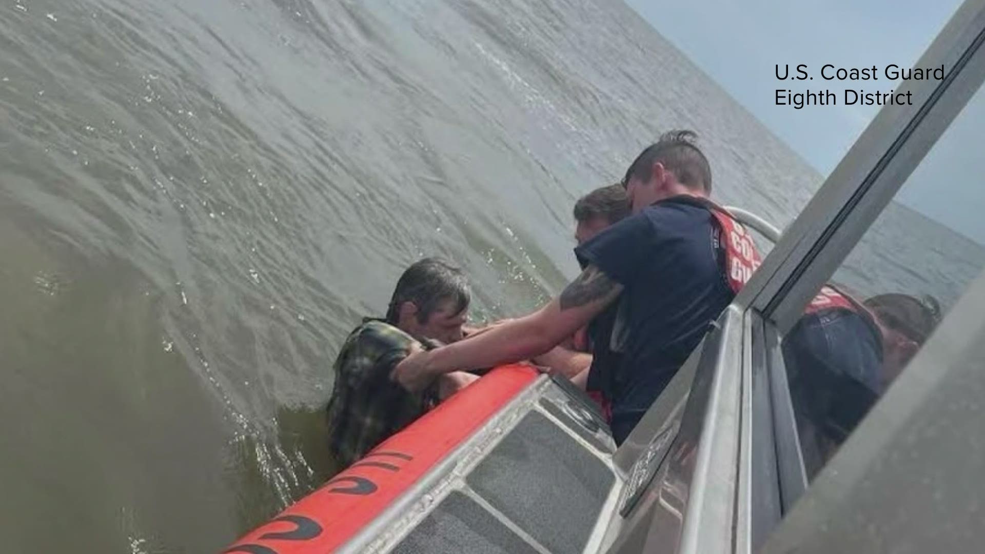The Coast Guard is praising a kayaker for his self-efforts after his vessel capsized in Lake Pontchartrain.