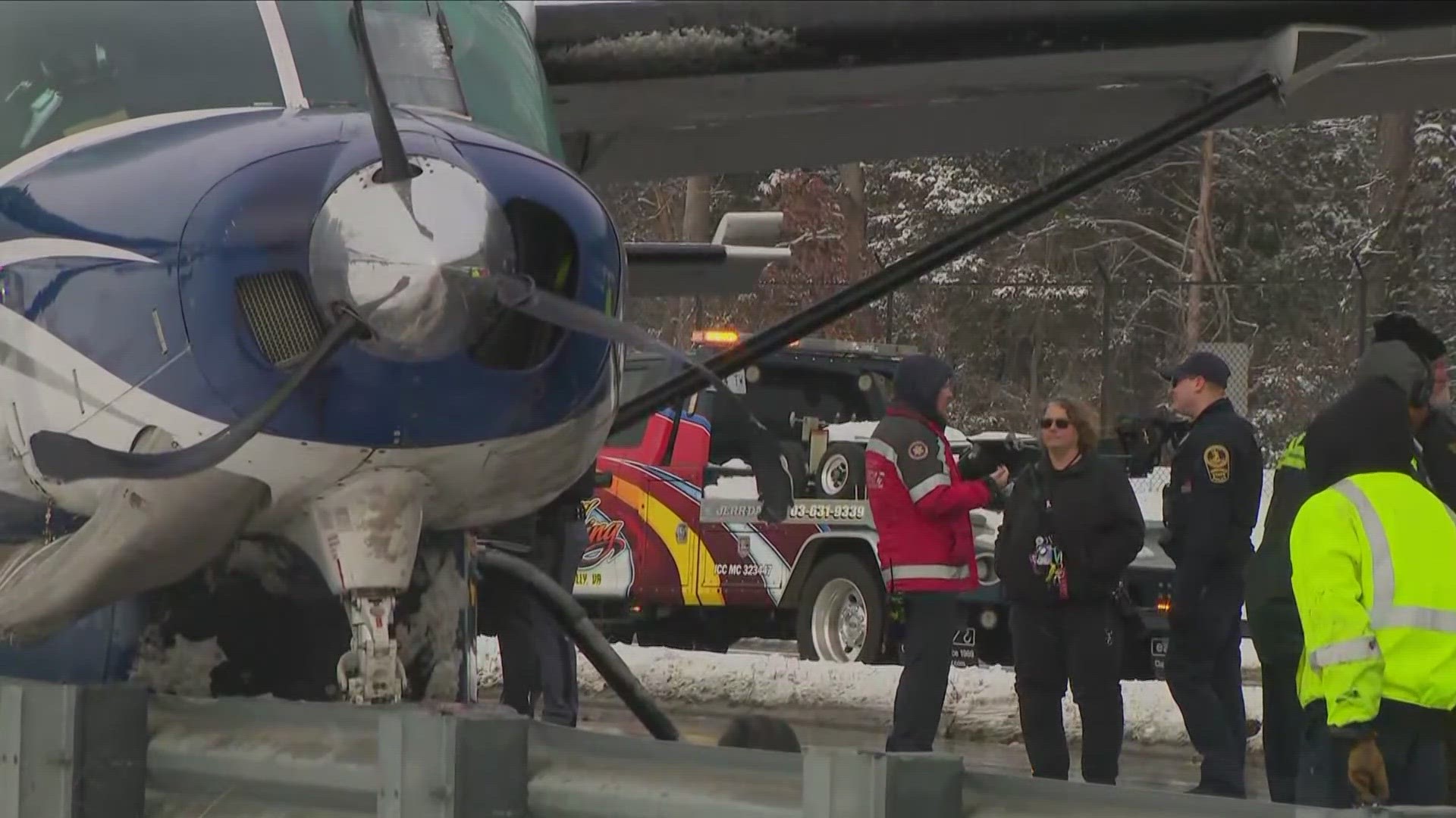 In Virginia, drivers had to make way for an emergency landing by a small passenger plane.