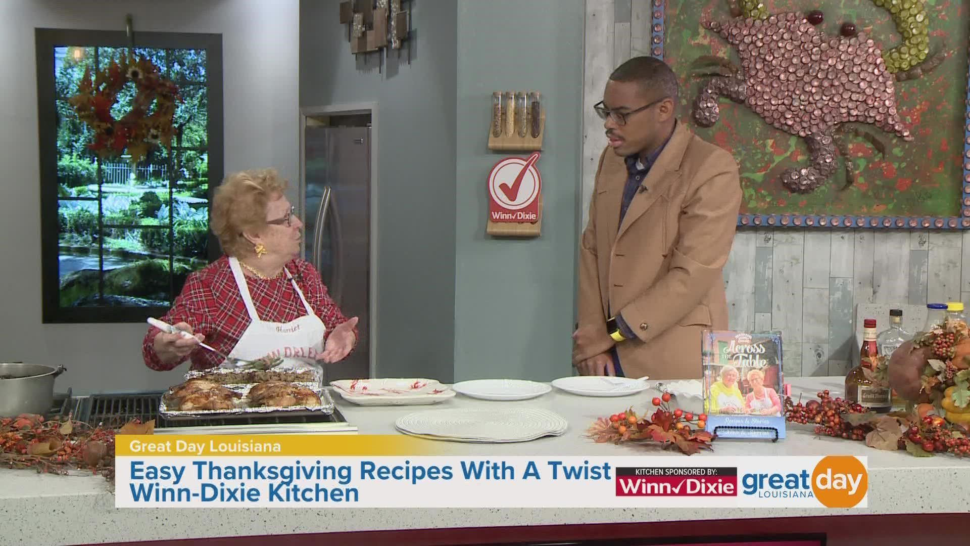 Harriet Robin of the New Orleans School of Cooking shared a recipe for a main dish, side dish and vegetable for Thanksgiving.