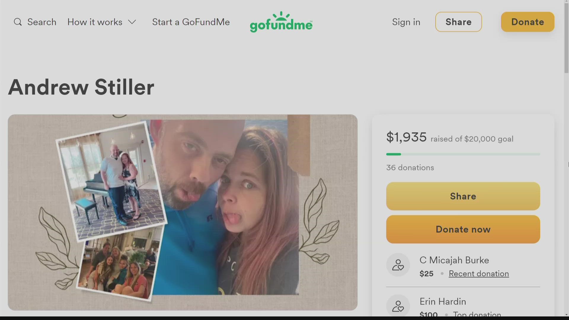 Melissa Stiller has set up a GoFundMe to pay for funeral expenses for her late husband Andrew Stiller.