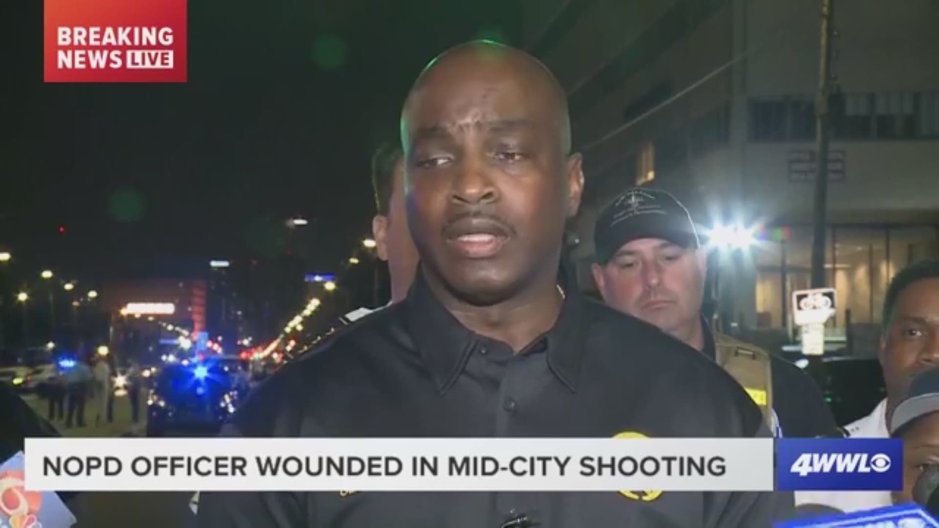According to New Orleans Police Department officials, the officer was shot in the leg and taken to the hospital by ambulance.