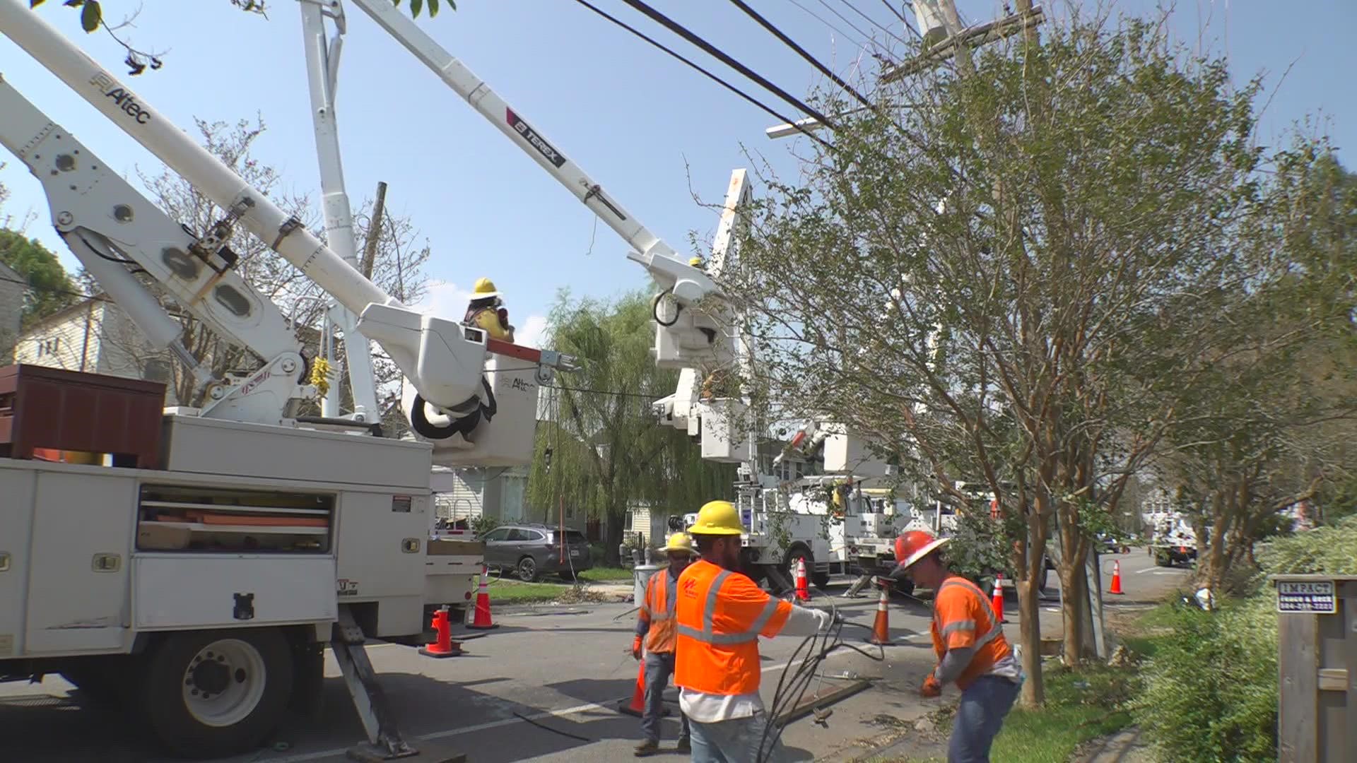 Residents get hopeful as they see crewmen working to restore the power to Louisiana after Hurricane Ida especially in the hardest hit areas.