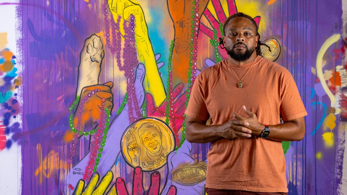New Orleans artist 'BMike' debuts Cane’s-inspired Carnival artwork