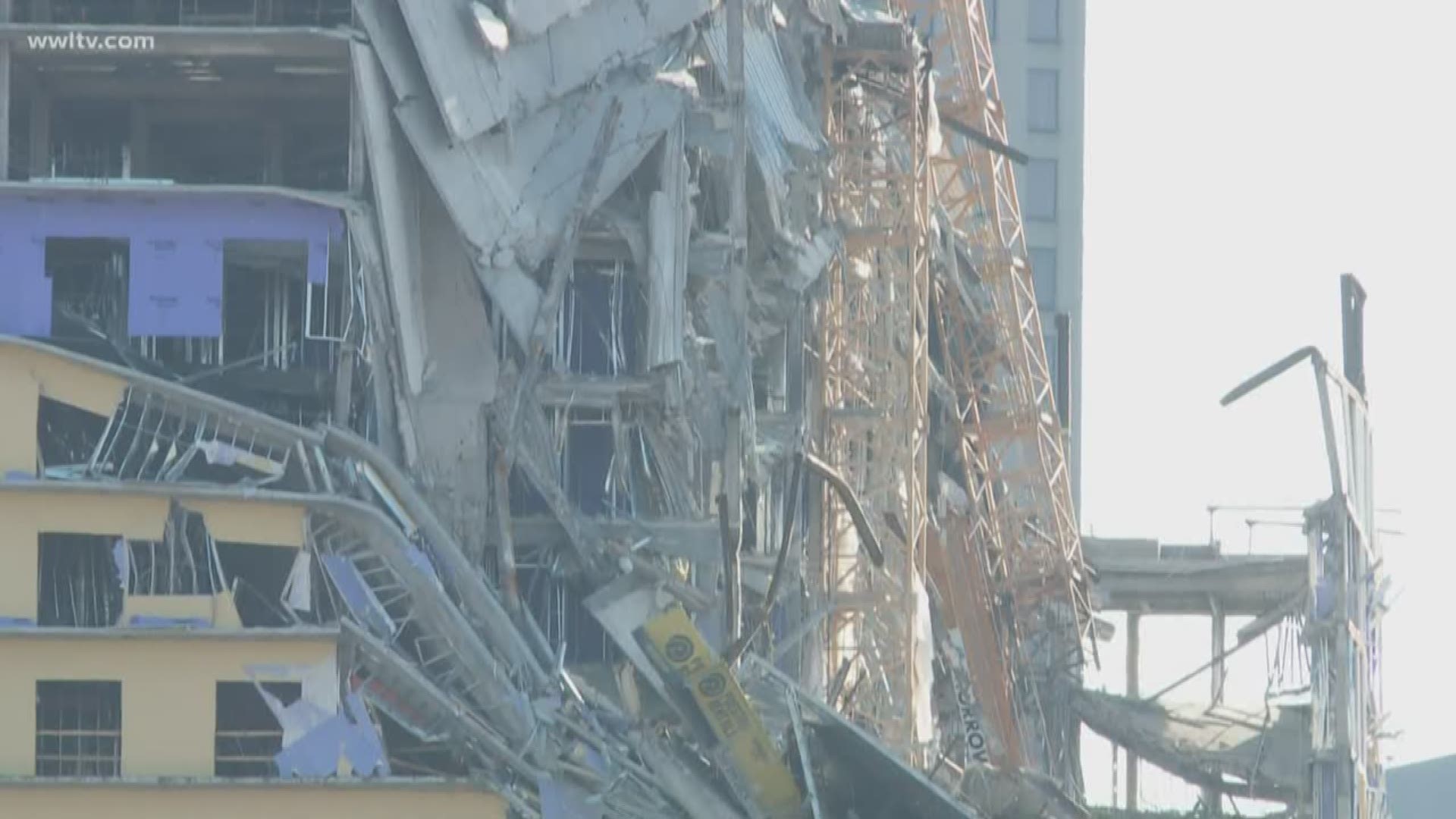 While people have expressed concern about crane remnants over and on Canal and Rampart Streets, officials say this is the safest the building has been in days.
