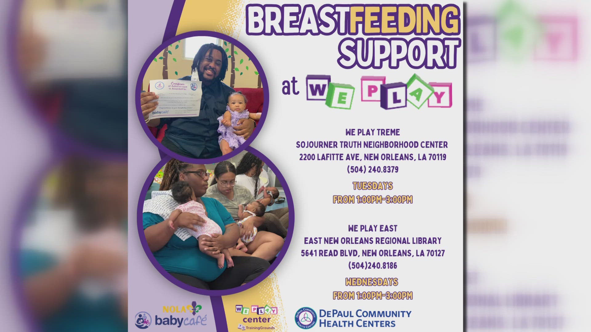 Two non-profits, TrainingGrounds and Baby Cafe are joining forces to support mothers who are breastfeeding and other support for families in N.O. East.