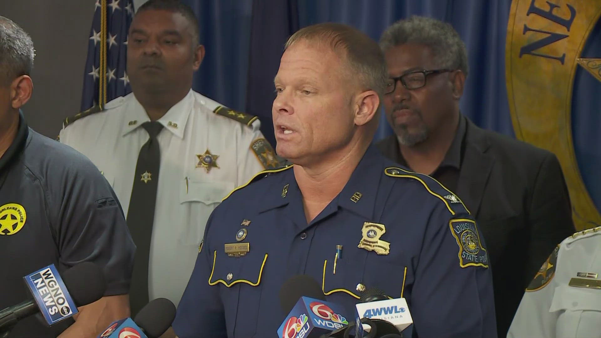 Authorities hold a press conference on Antoine Massey’s arrest. Massey was the most visible escapee and police confirm investigation into online posts.