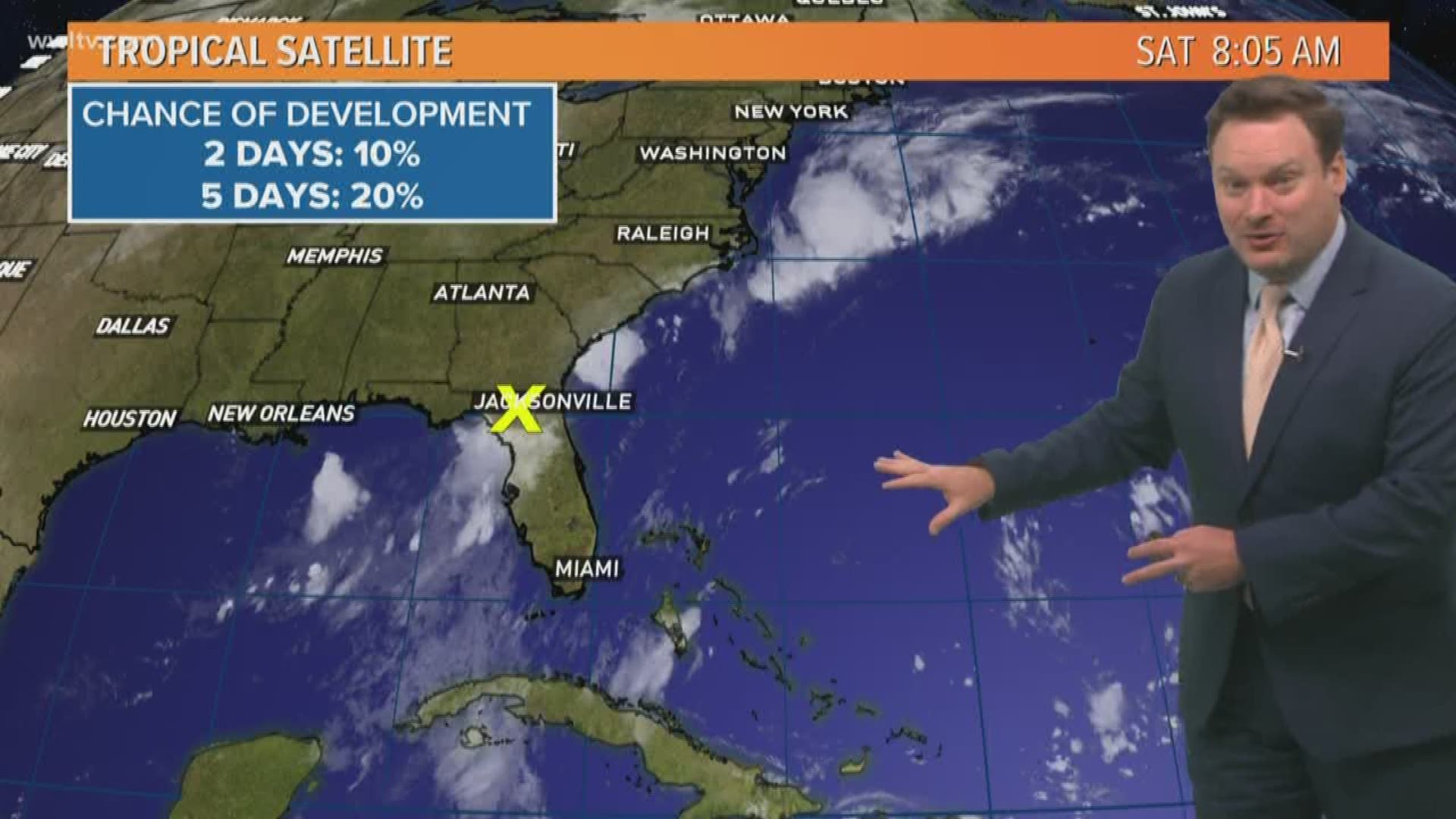 Meteorologist Chris Franklin has a look at the quiet tropics but a wave moving through the Caribbean may enter the Gulf next week.