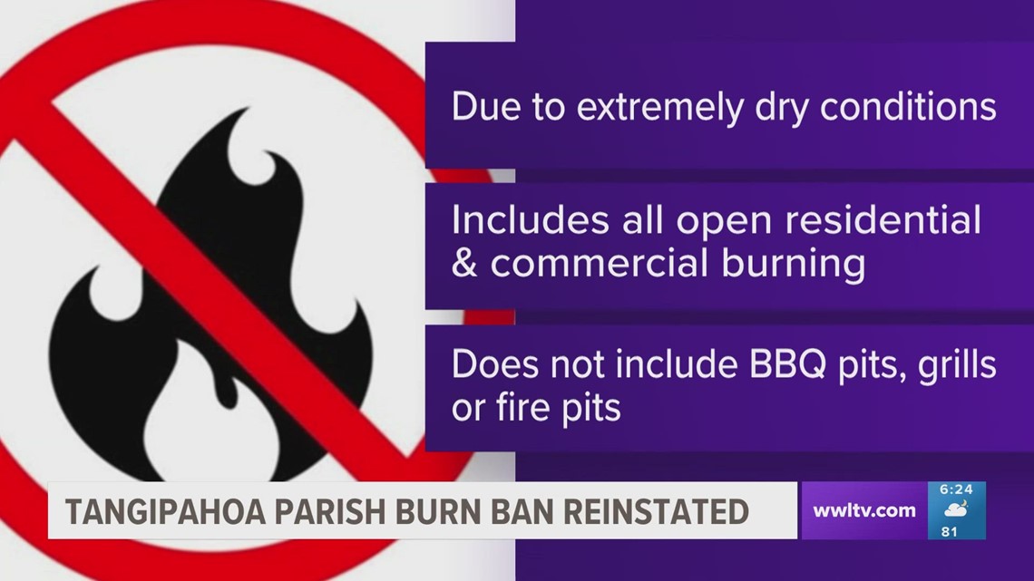 Tangipahoa Parish burn ban reinstated