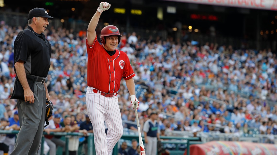Steve Scalise bats at Congressional Baseball Game 2 years after