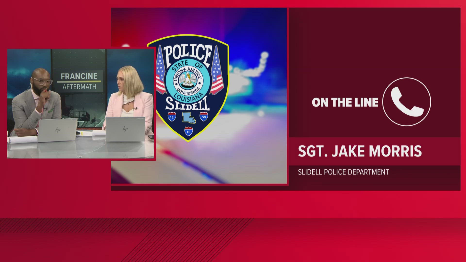 Slidell Police Department Sgt. Jake Morris provides an update on the aftermath of Hurricane Francine, discussing the impact on the community and response efforts.