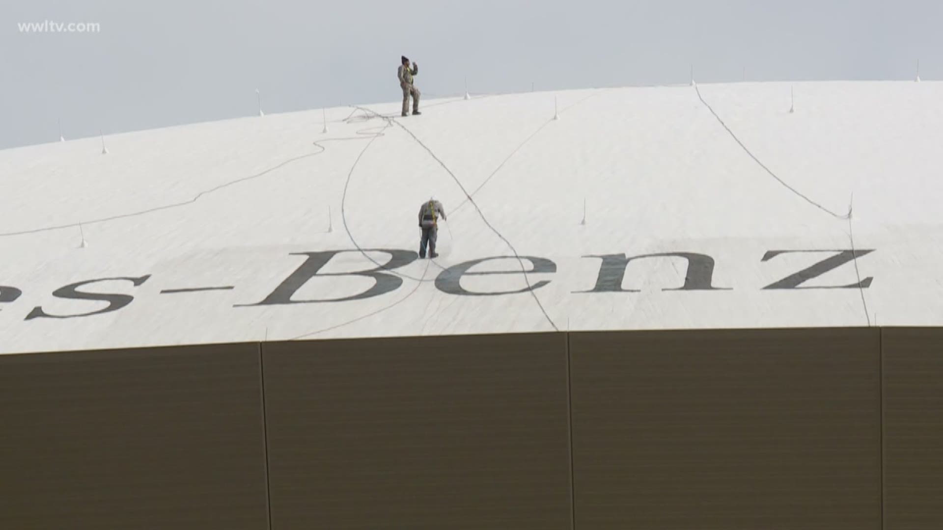 The Superdome cannot be cleaned due to an ongoing lawsuit against a company that guaranteed it would remain white.
