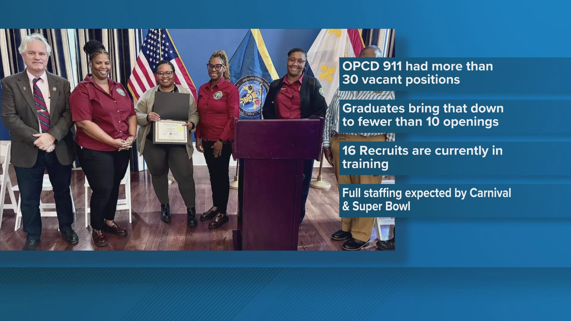 The Orleans Parish Communications District held a graduation for 15 recruits.