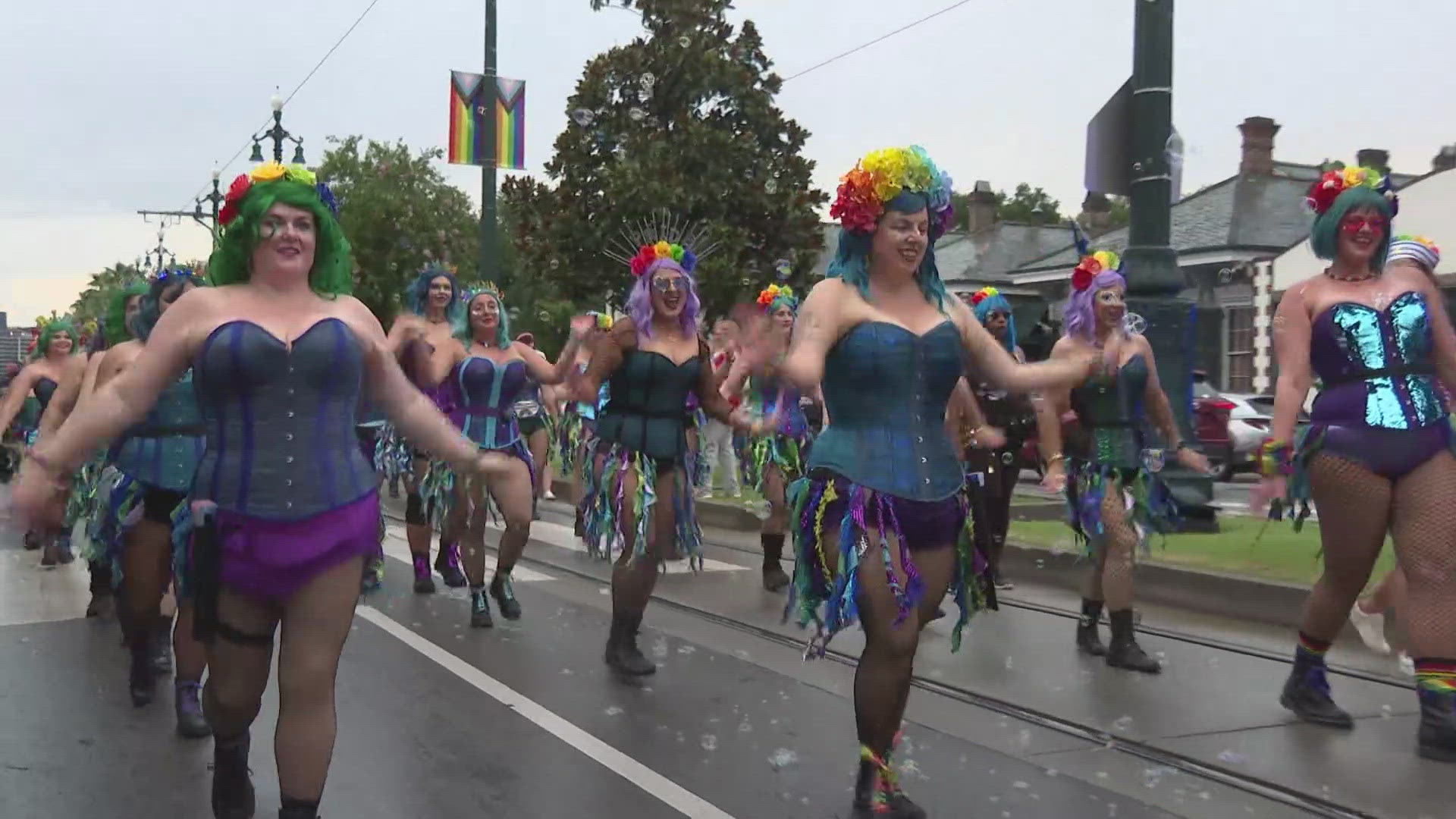 Colorful floats and dancing filled the French Quarter for the 2025 NOLA Pride Parade despite Saturday’s storms.