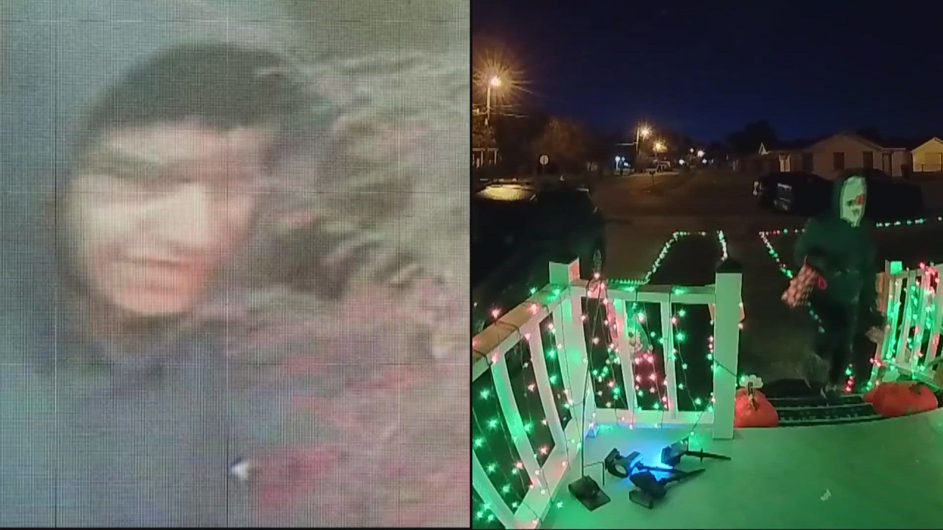 WWL Louisiana obtained new pictures of a person caught on camera destroying holiday decorations at multiple homes in Chalmette, La.