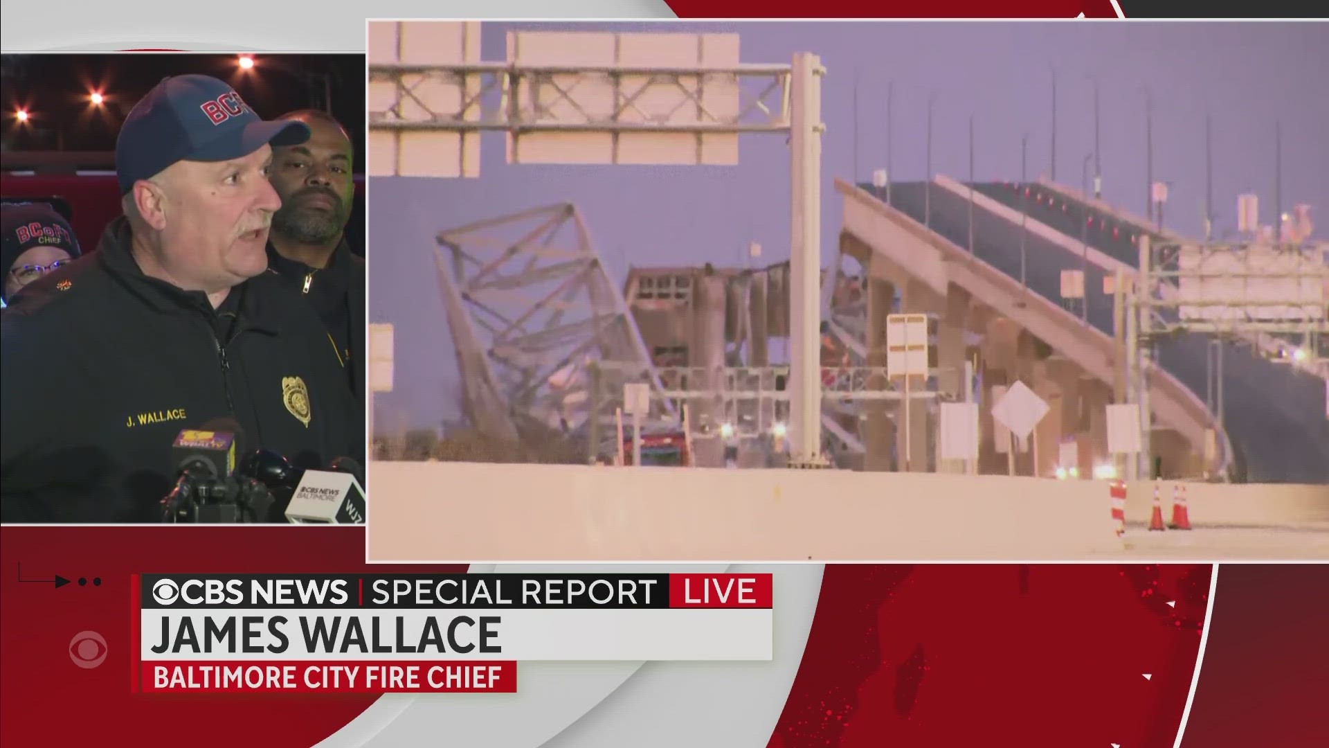 Ship hits a bridge in Baltimore causing it to collapse, a search and rescue effort is underway.
