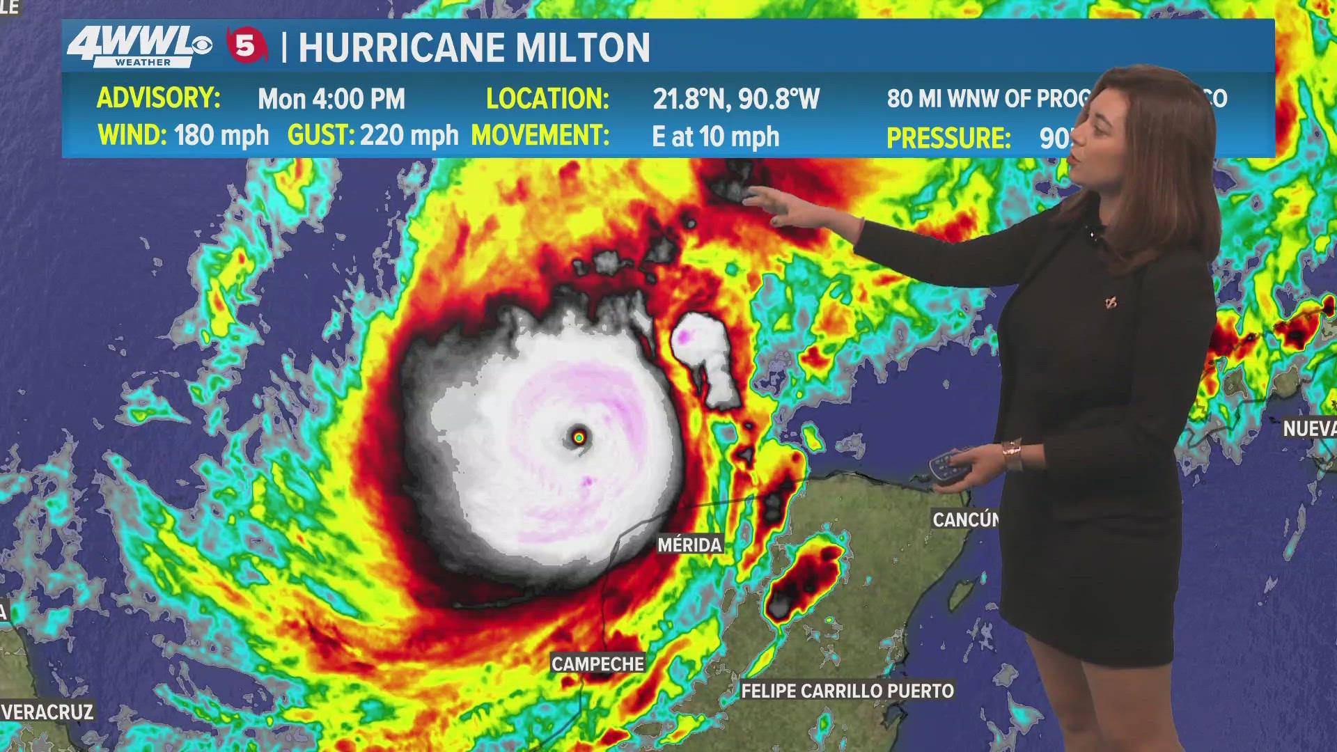 WWL Louisiana meteorologist Brooke Laizer is tracking the tropics as Hurricane Milton, now a Category 5 storm, sets sights on Florida landfall.