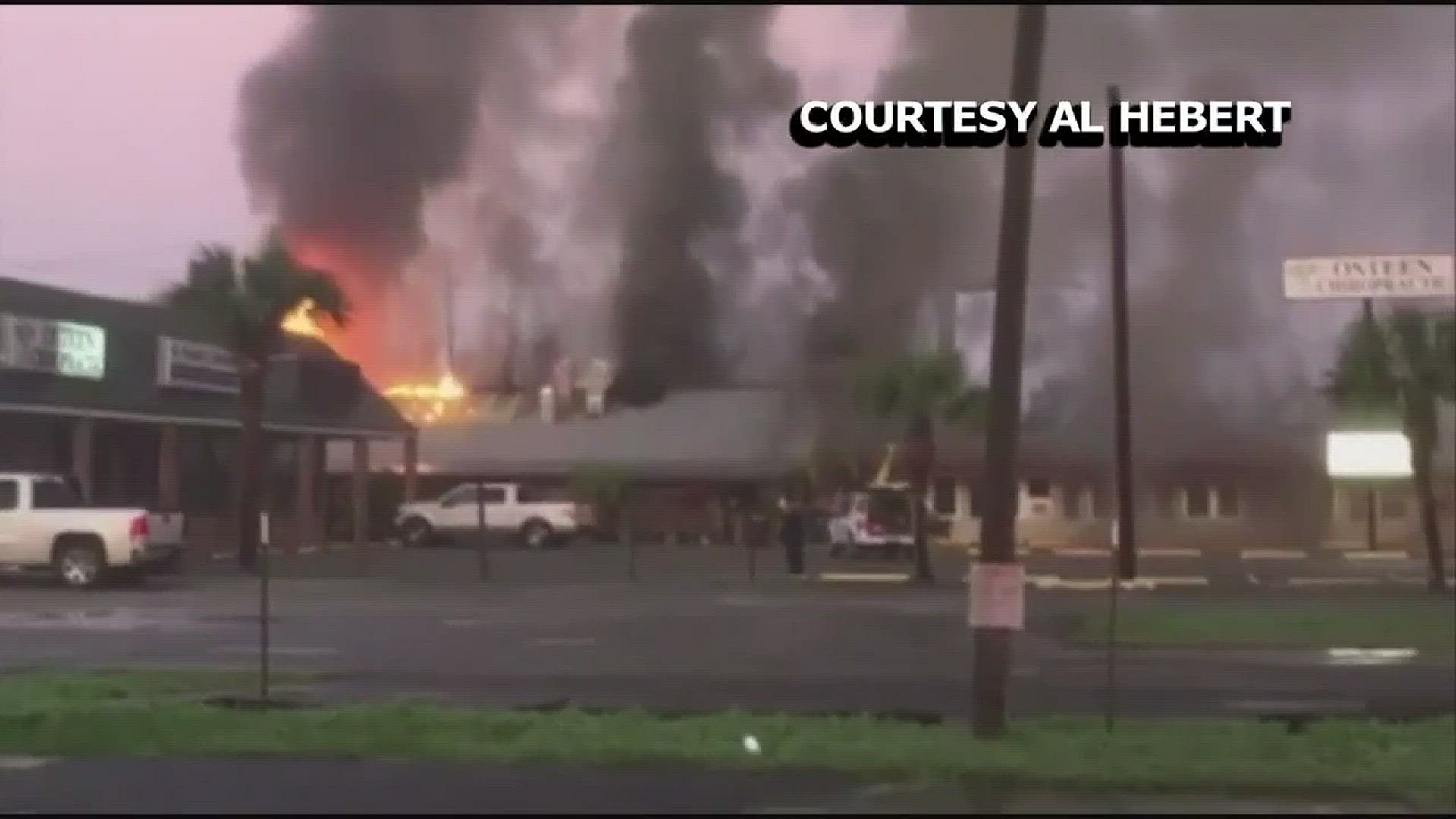 Wynton Yates talks about a fire at the Cajun Critters restaurant Tuesday.