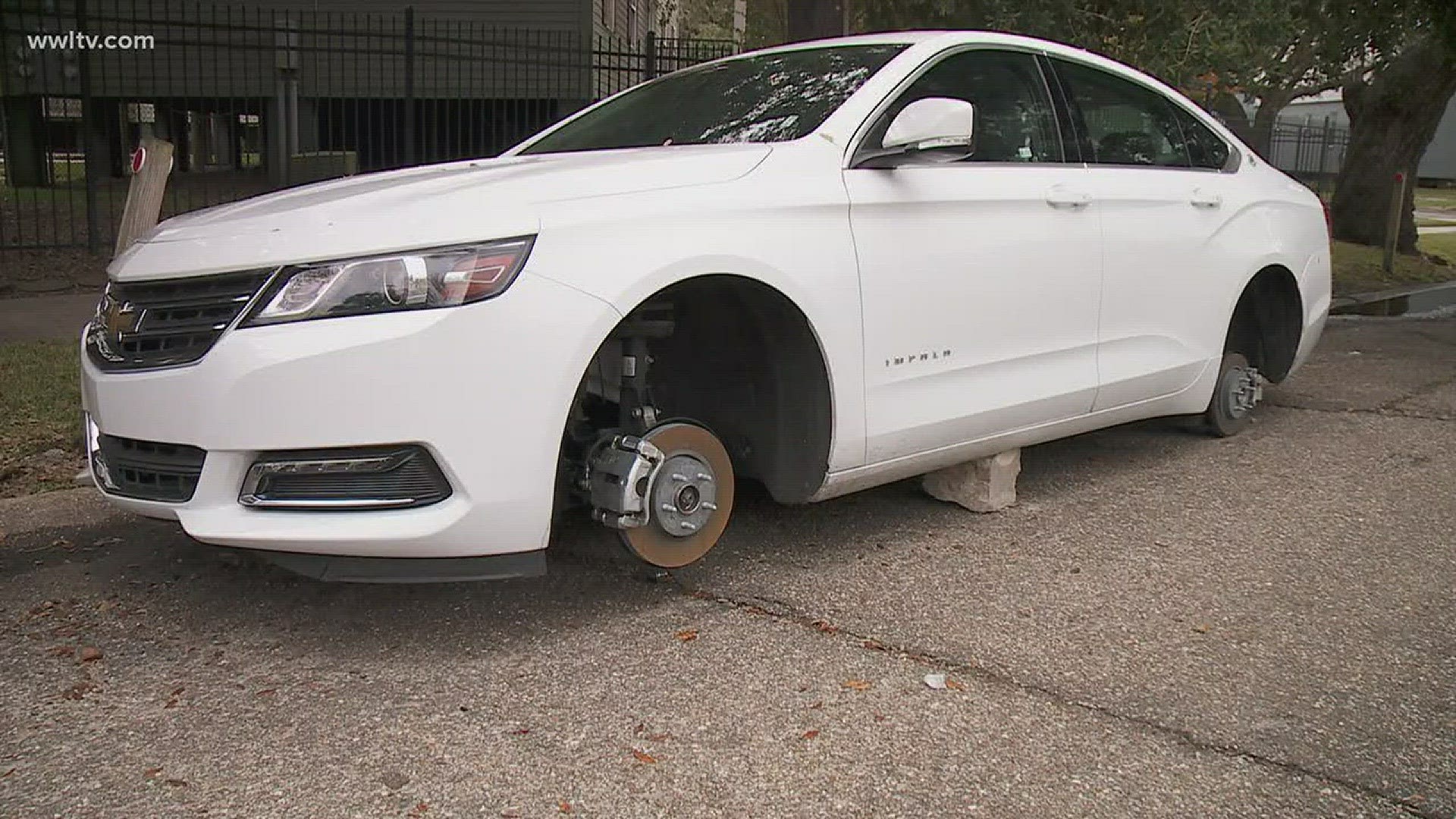 A thief was caught on camera stealing the tires off a parked car in Gentilly.It only took him four minutes to get all four tires off the car and drive away.