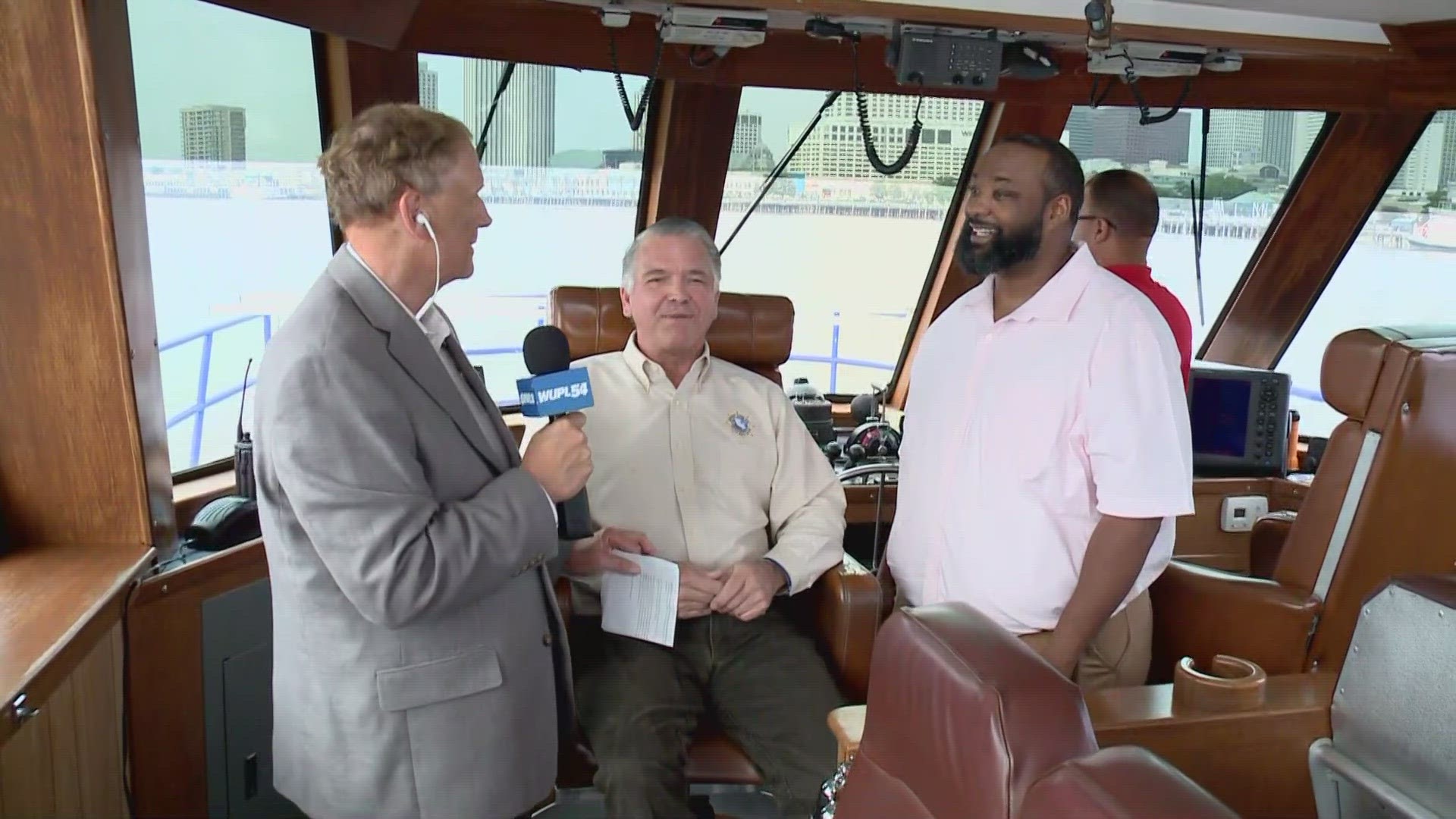 Talking with riverboat pilots for Maritime Day.