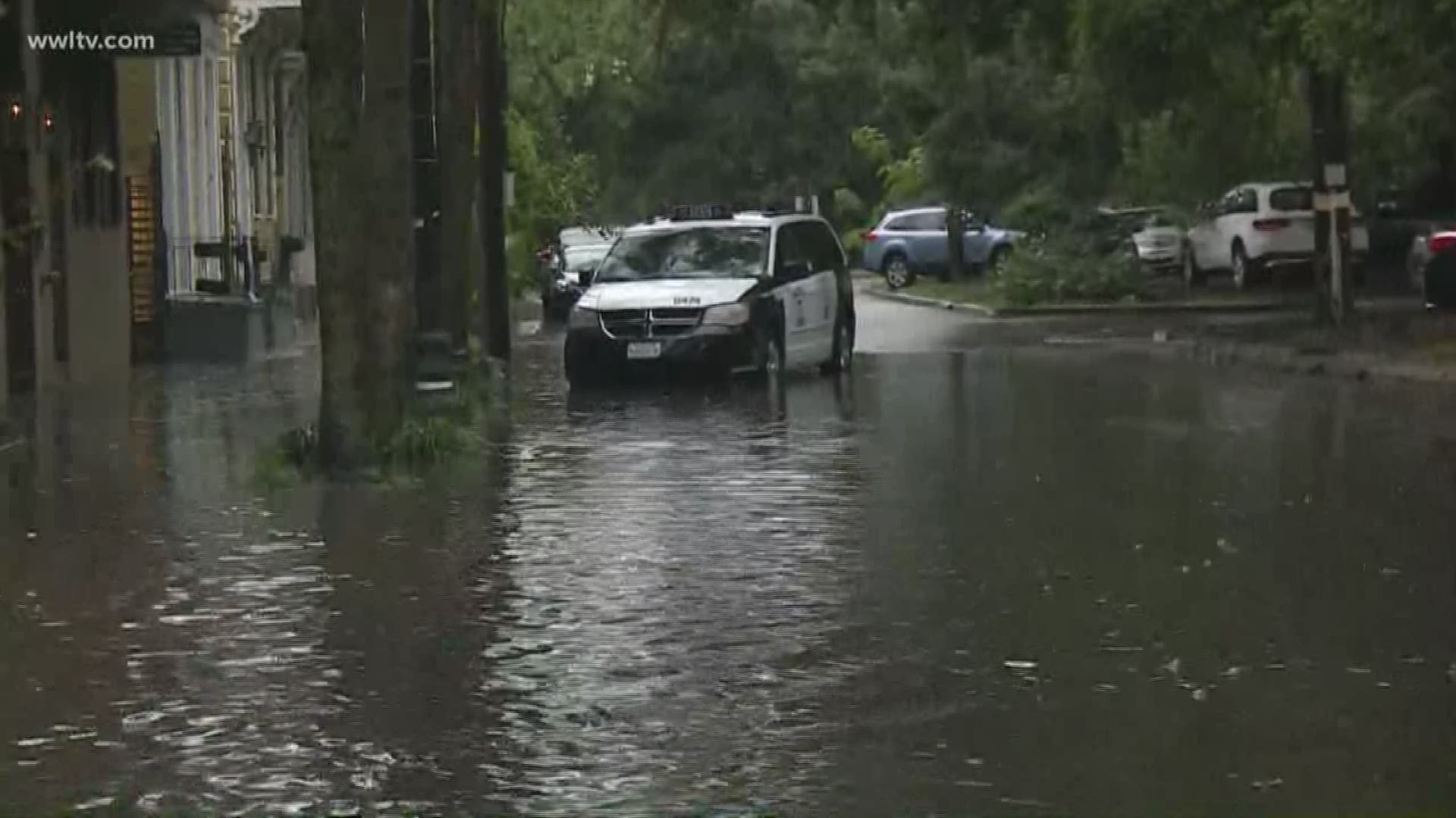 French Quarter streets in New Orleans flooded on July 10, 2019. One resident told WWL-TV that he'd never seen anything like it before.