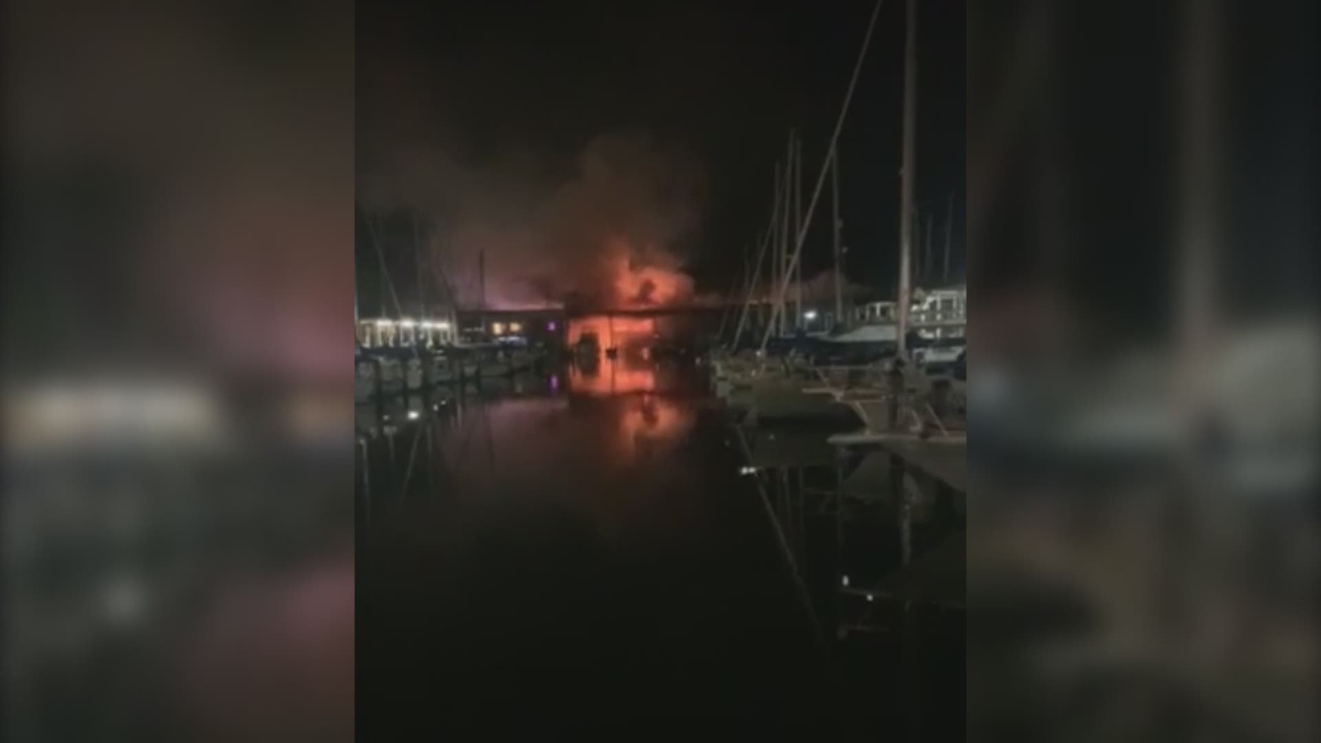 Firefighters believe the blaze started on the first floor of the two-story boat.