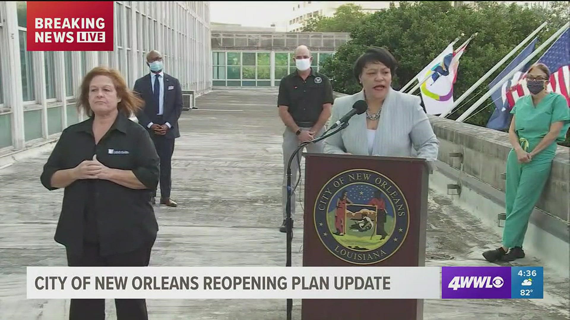 New Orleans Mayor LaToya Cantrell talked about the city's guidelines to begin reopening on Tuesday, May 16.