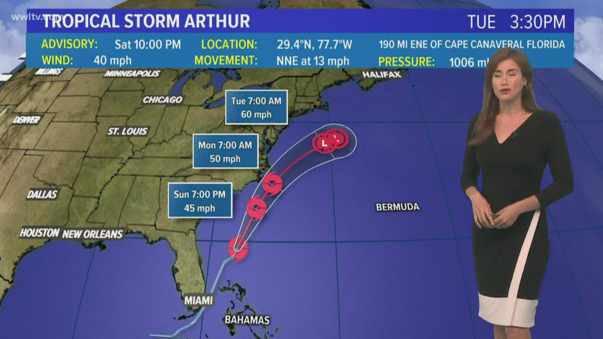 The 2020 season's first Tropical Storm is named Arthur and it is expected to skirt part of the Atlantic coast near North Carolina.