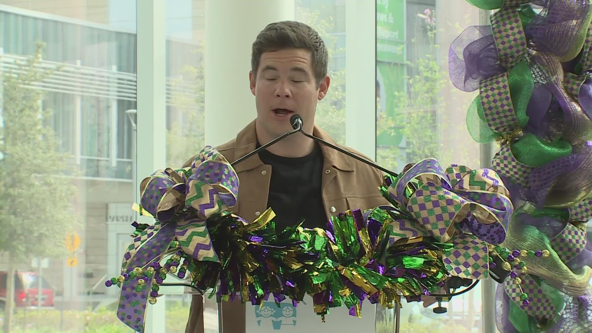 King Bacchus, Adam Devine, visits patients at LCMC