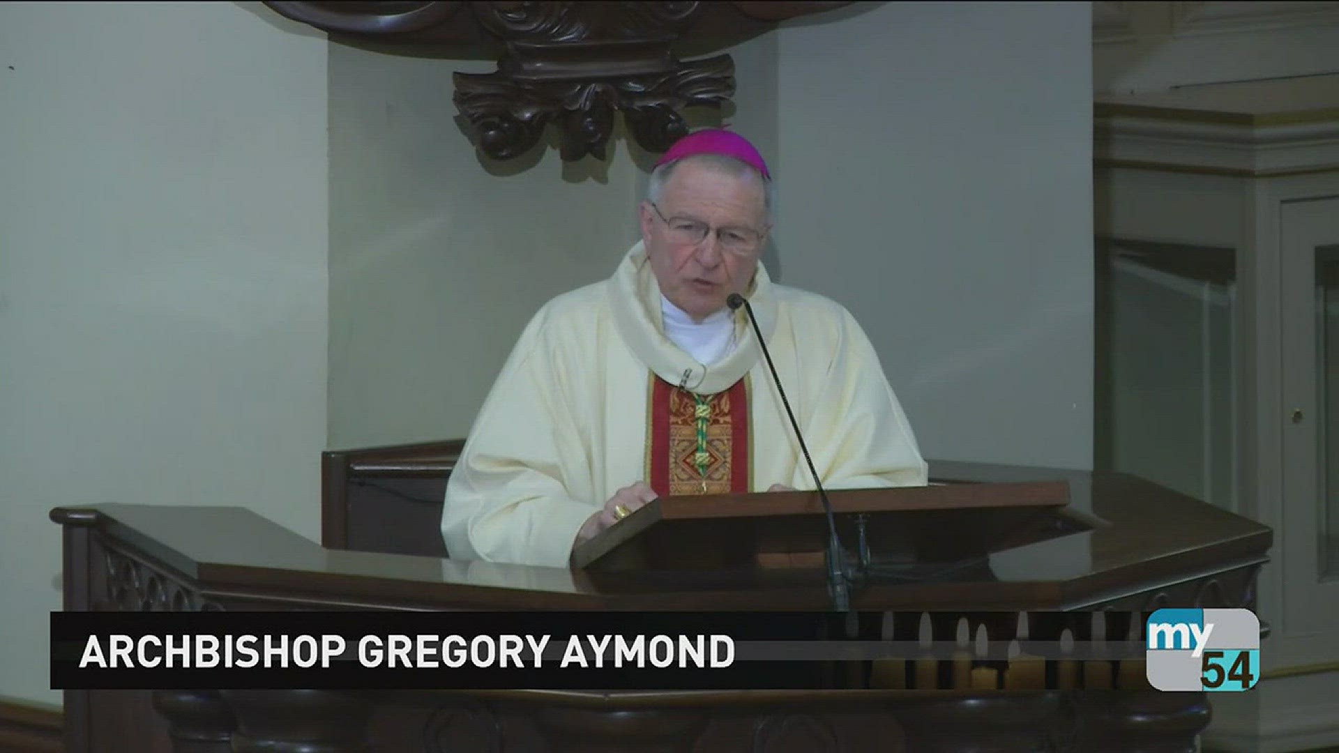 Archbishop Aymond talks about Tom Benson's life during funeral services at St. Louis Cathedral.