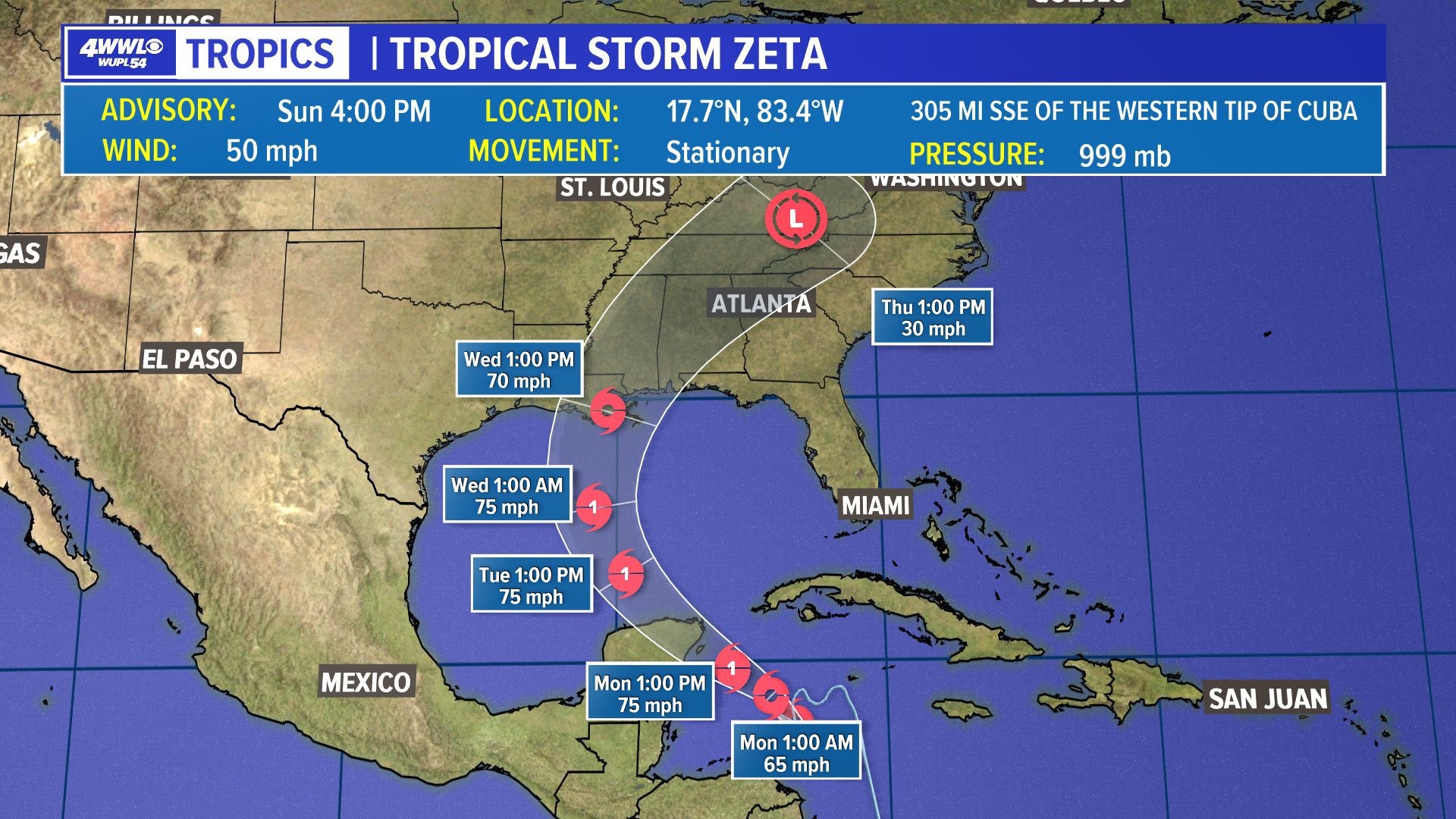 Weather Expert Alexandra Cranford is highlighting the path Tropical Storm Zeta could take once it reaches land.