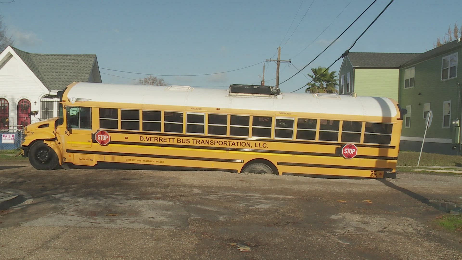Parents expect their children to be kept safe when they're riding a school bus. They don't expect to see the bus stuck in a collapsed roadway in the city.