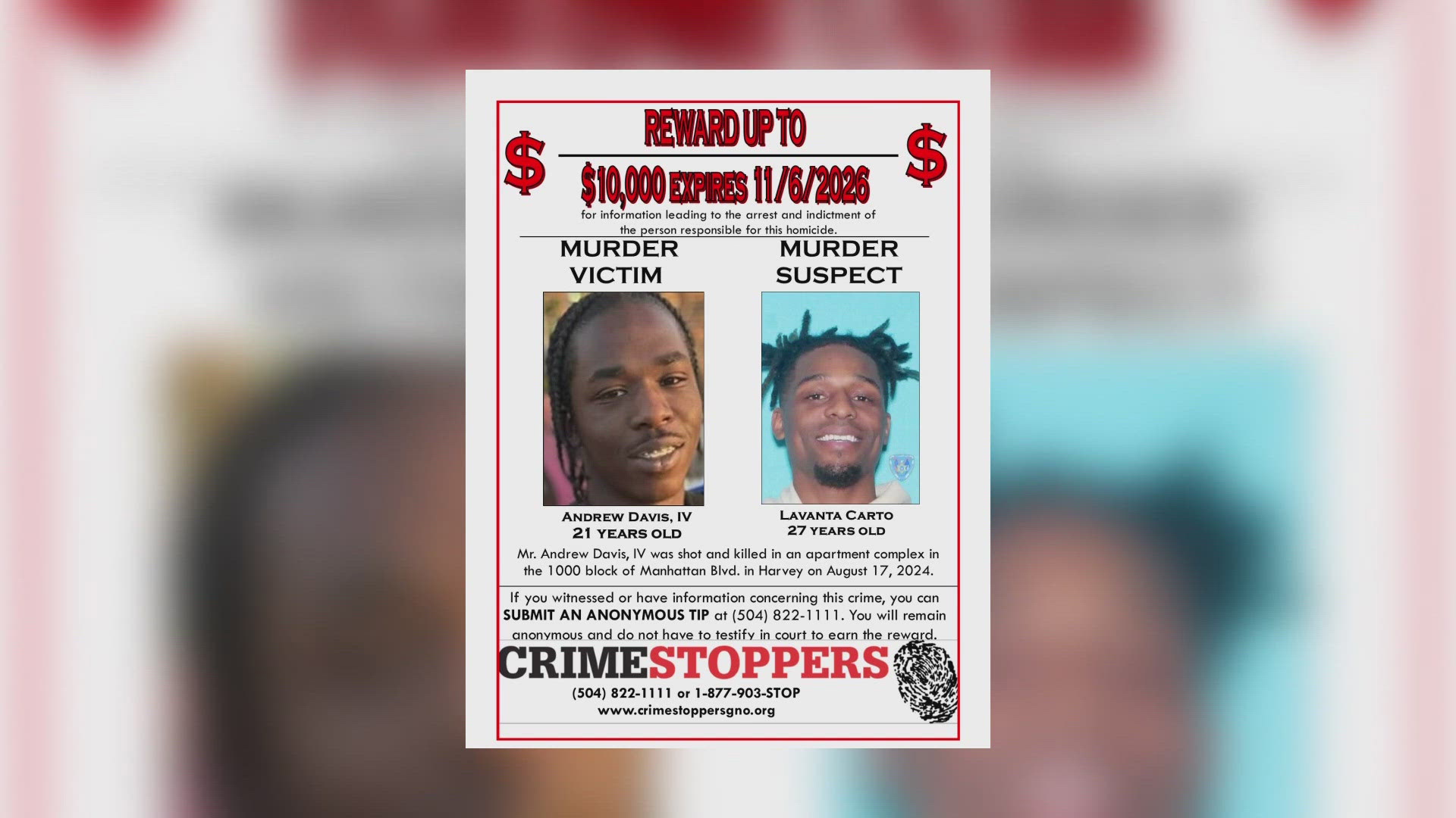 Several arrests have been made in the case, but JPSO deputies haven't been able to name a suspect. WWL's Alyssa Curtis reports on mom's request and $10,000 reward.