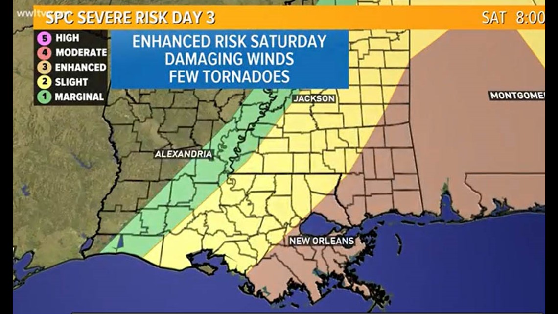 Severe weather chances &#39;enhanced&#39; for SE Louisiana Saturday | 0