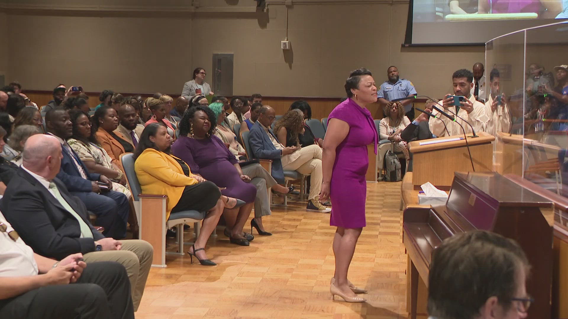 New Orleans Mayor LaToya Cantrell gives city address to city leaders on the current budget plan.