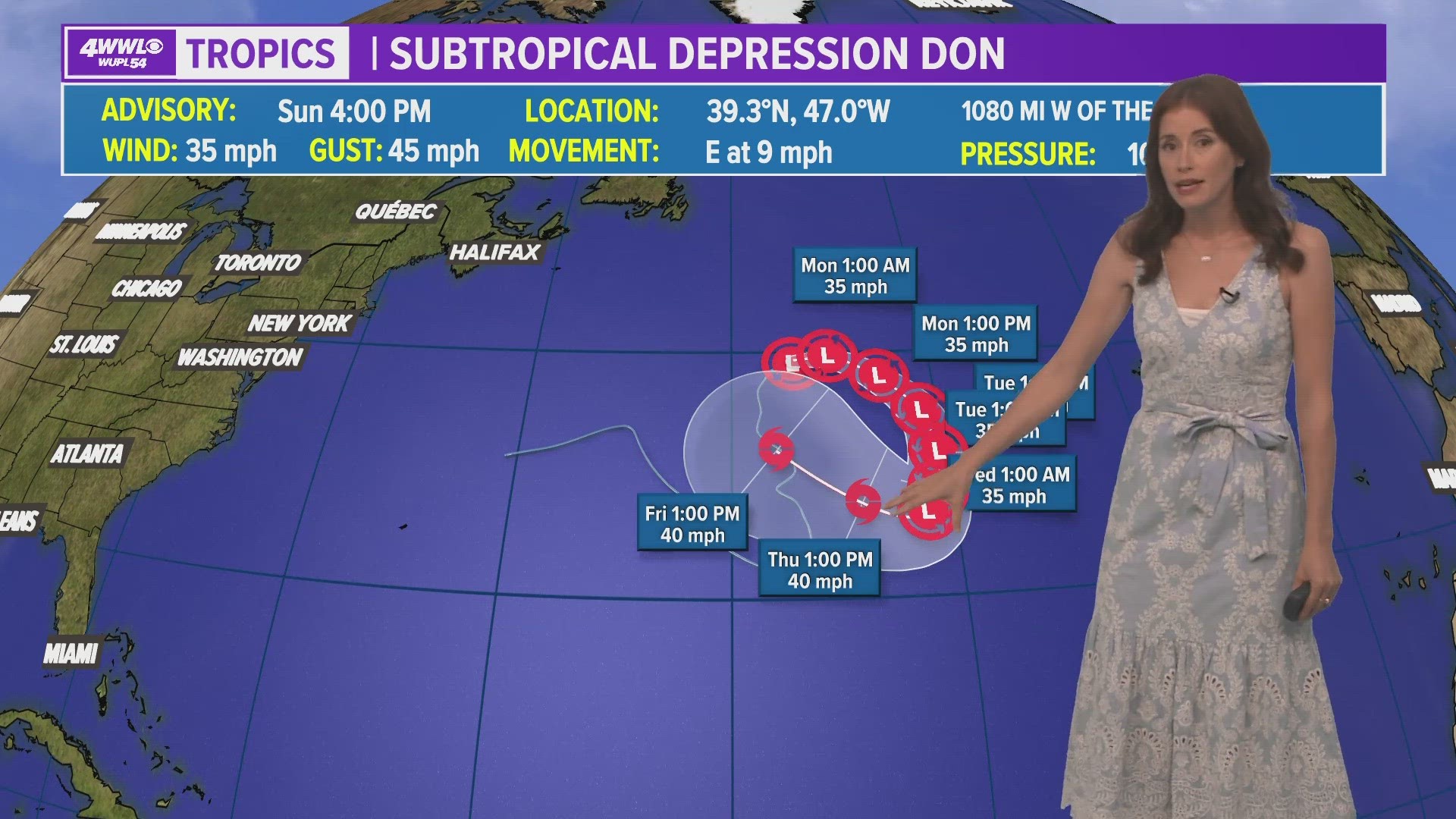 Subtropical depression Don expected to make a loop in the Atlantic Ocean without making landfall.