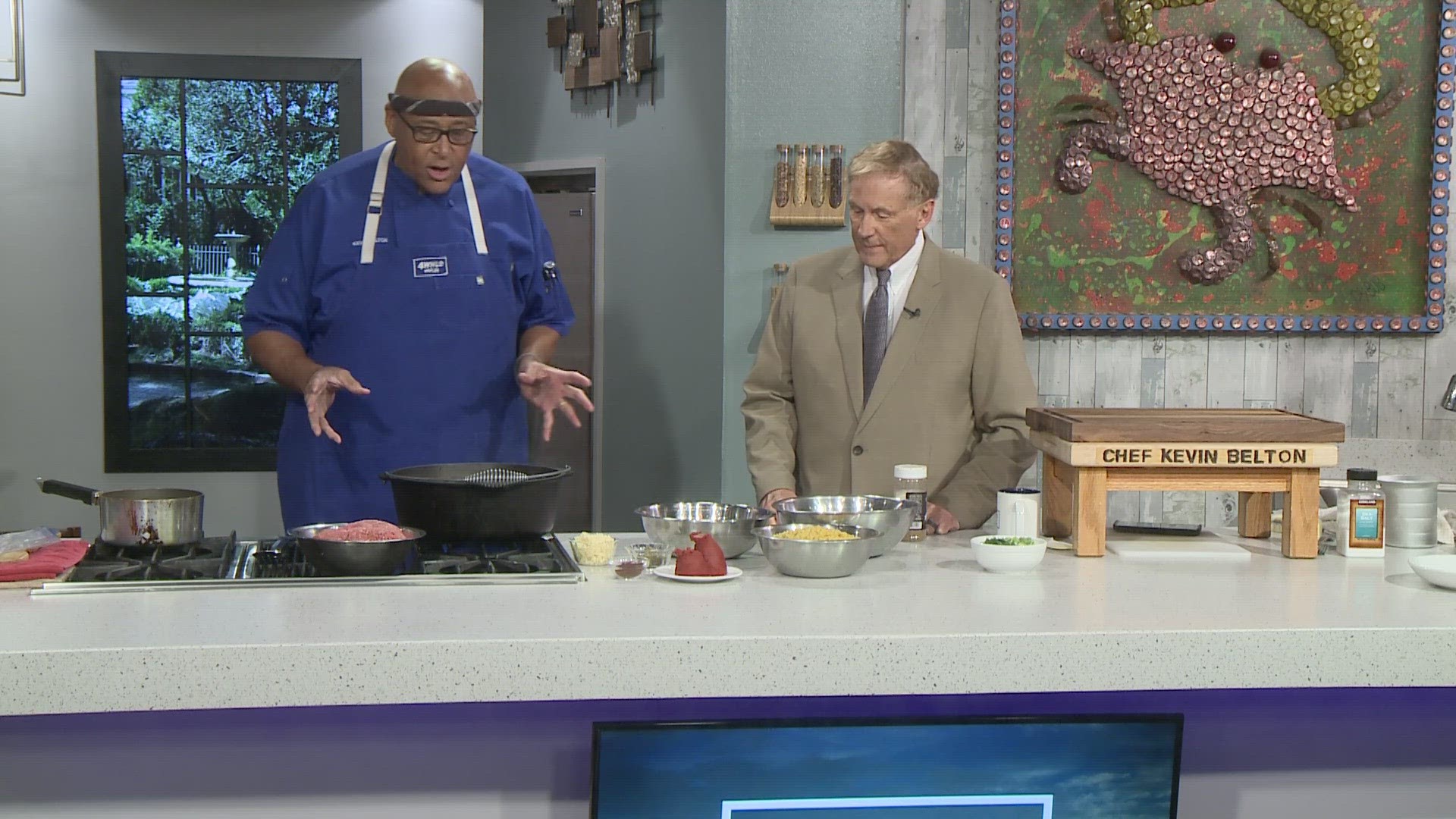 Chef Kevin Belton cooking it up in the WWLTV kitchen.