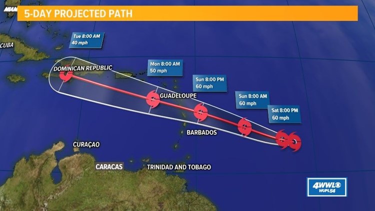 Hurricane beryl track projected path models wwltv