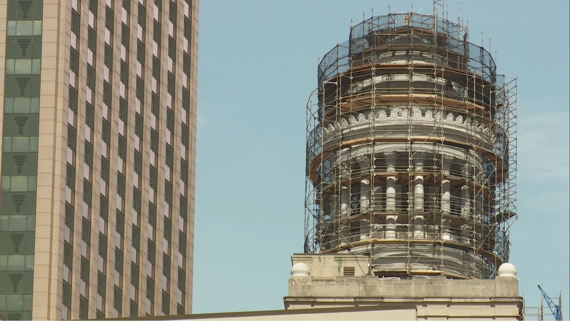Hibernia tower’s dome gets refreshed as building prepares to turn 100