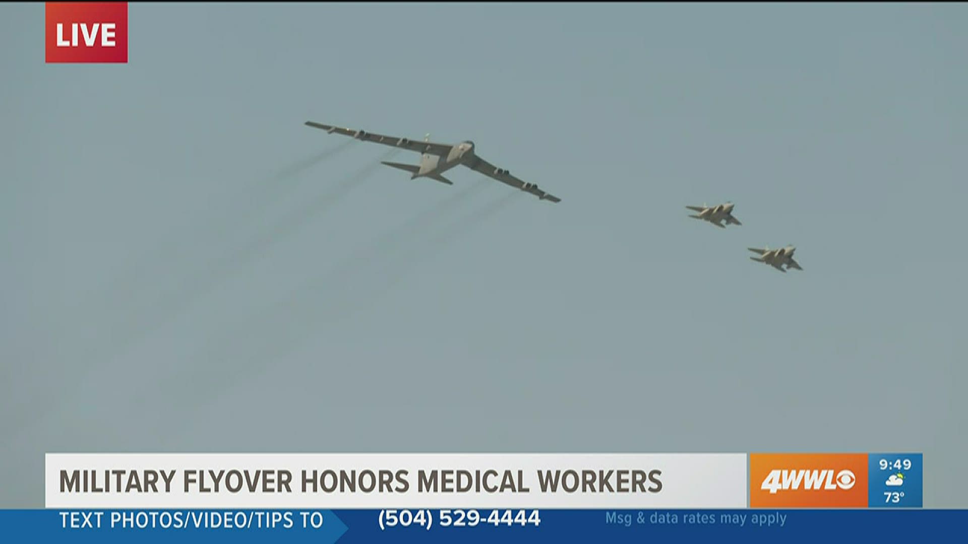 B52 bombers, F15 fighters fly over New Orleans to honor health care
