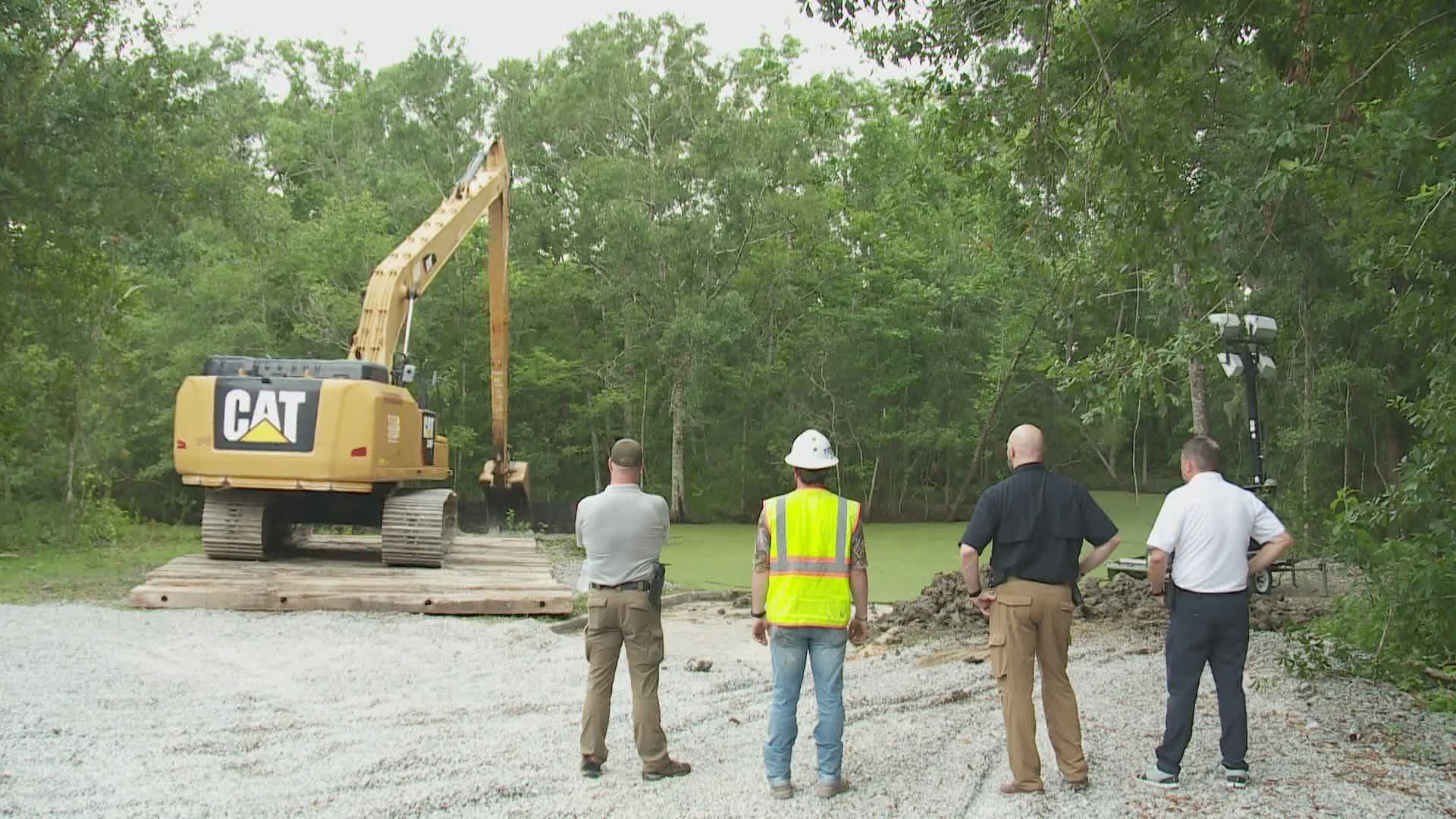 Monday, the Jefferson Parish Sheriff’s Office got approval to dam off part of the waterway where they have been concentrating the search in order to drain it down.