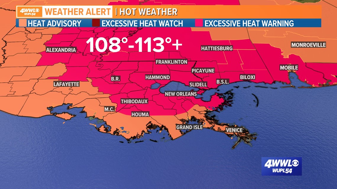 'Dangerously hot' 113°F heat index temperatures possible in Louisiana