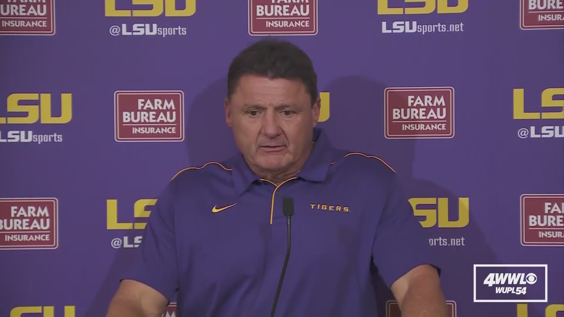 "It was a gut check tonight," LSU coach Ed Orgeron said, praising the way his players stuck together. "They didn't want to be denied."