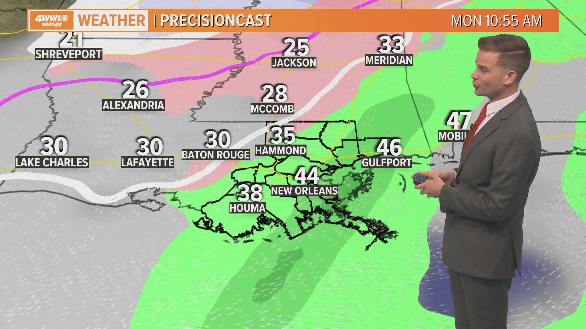 A hard freeze is forecast for areas outside of the New Orleans metro Tuesday morning.