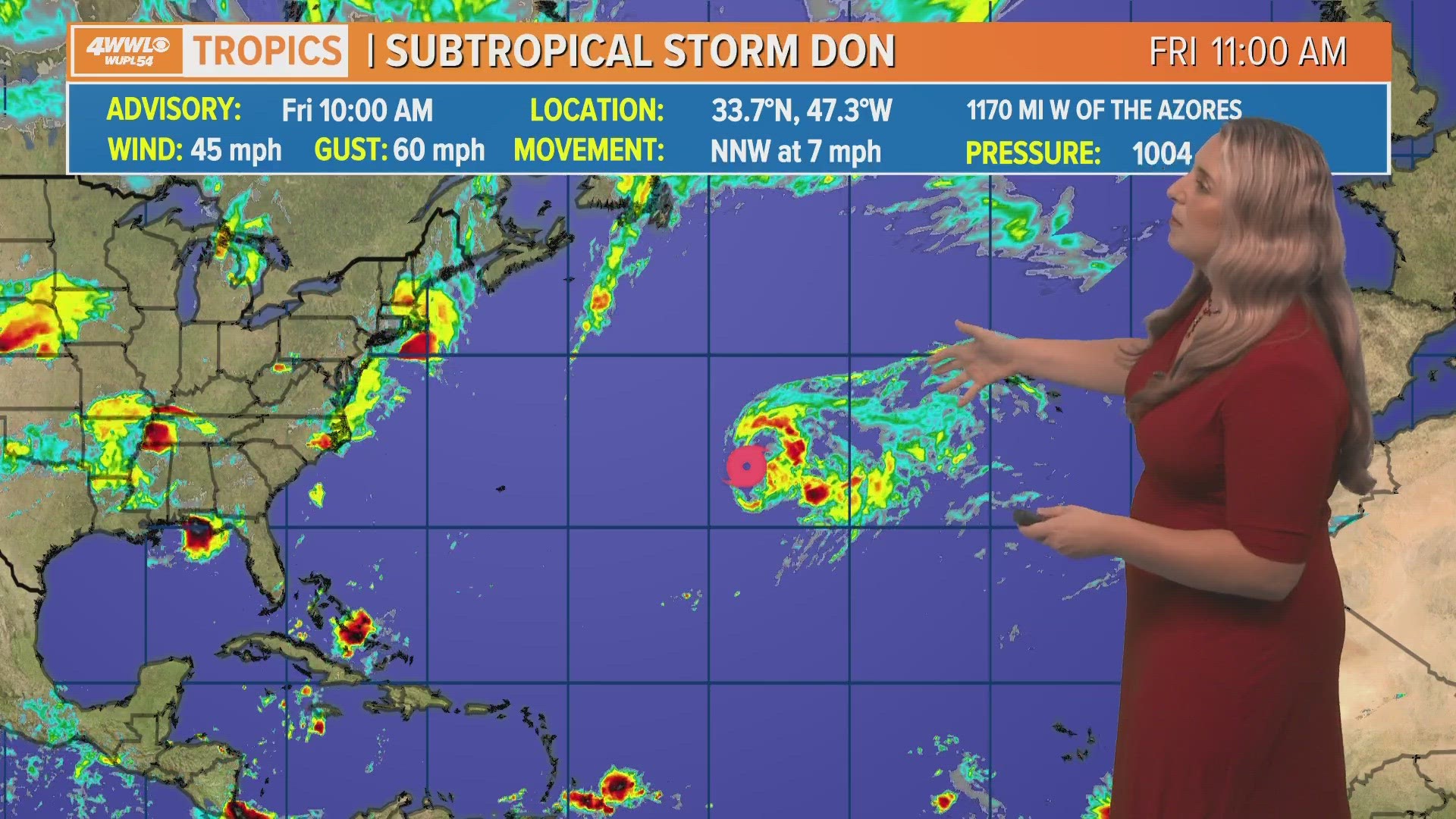 Meteorologist Alexa Trischler says there are no tropical threats to the Gulf of Mexico or United States over the next week.