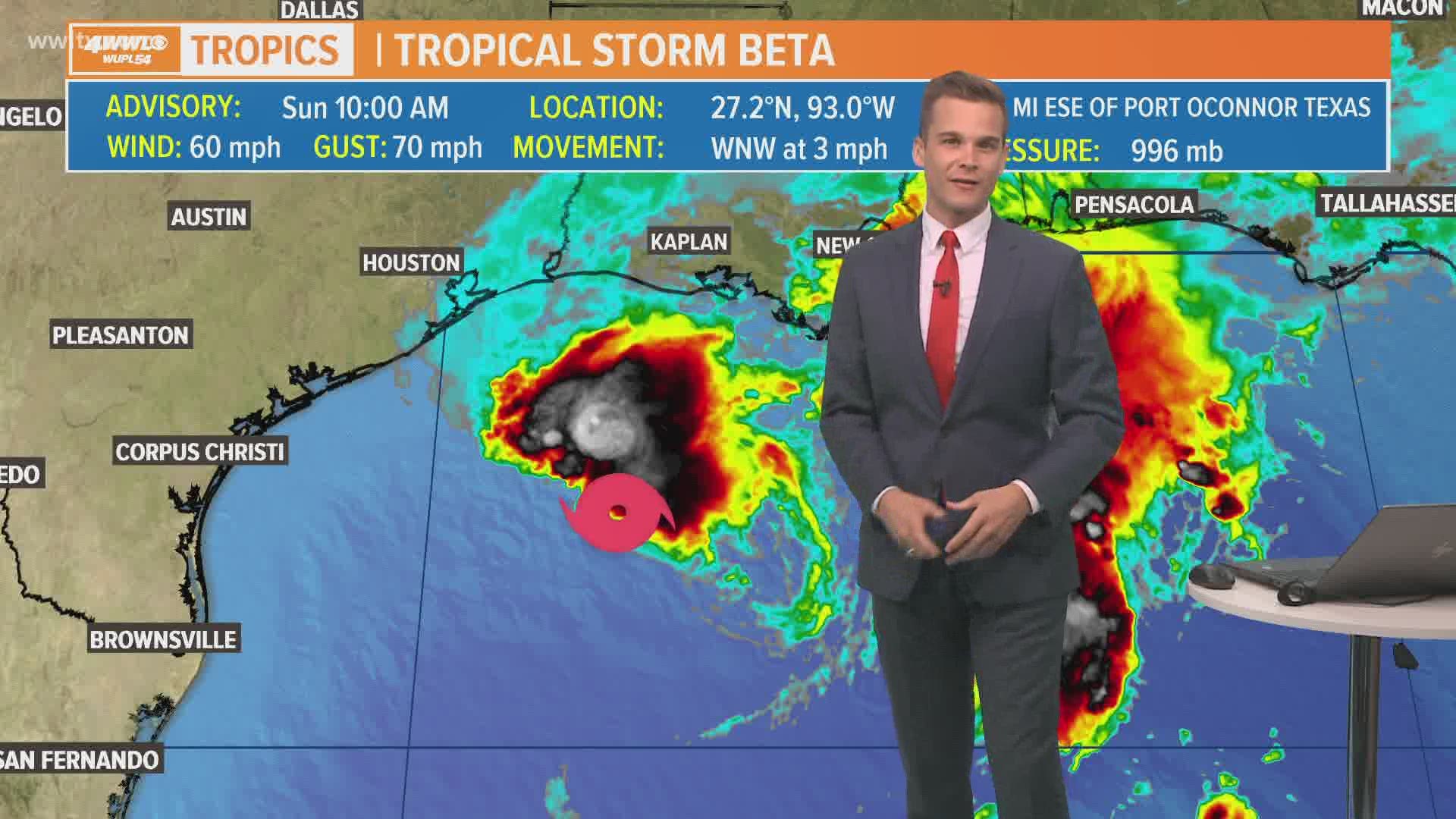 Sunday 10 am Tropical Update: Beta struggles, Louisiana could see heavy rain