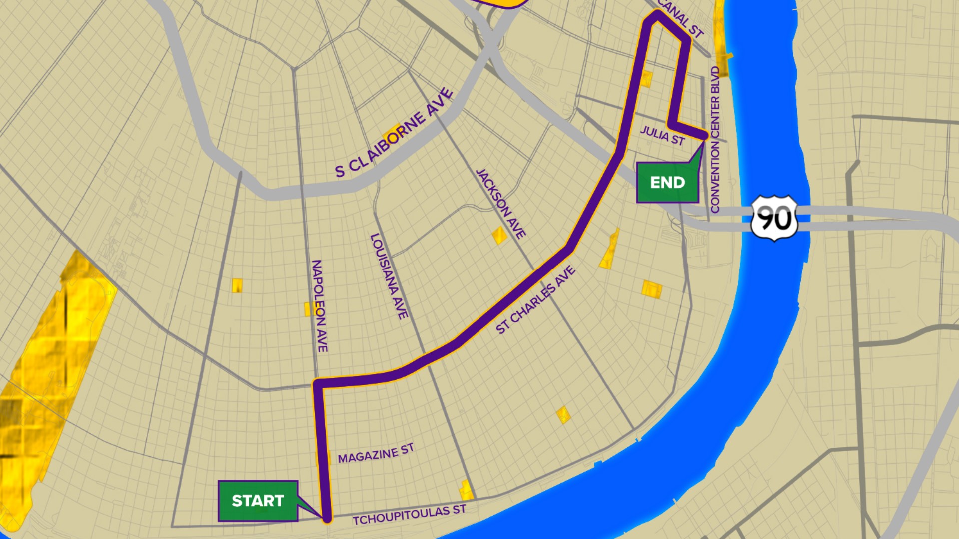 Krewe of Bacchus 2020 parade route